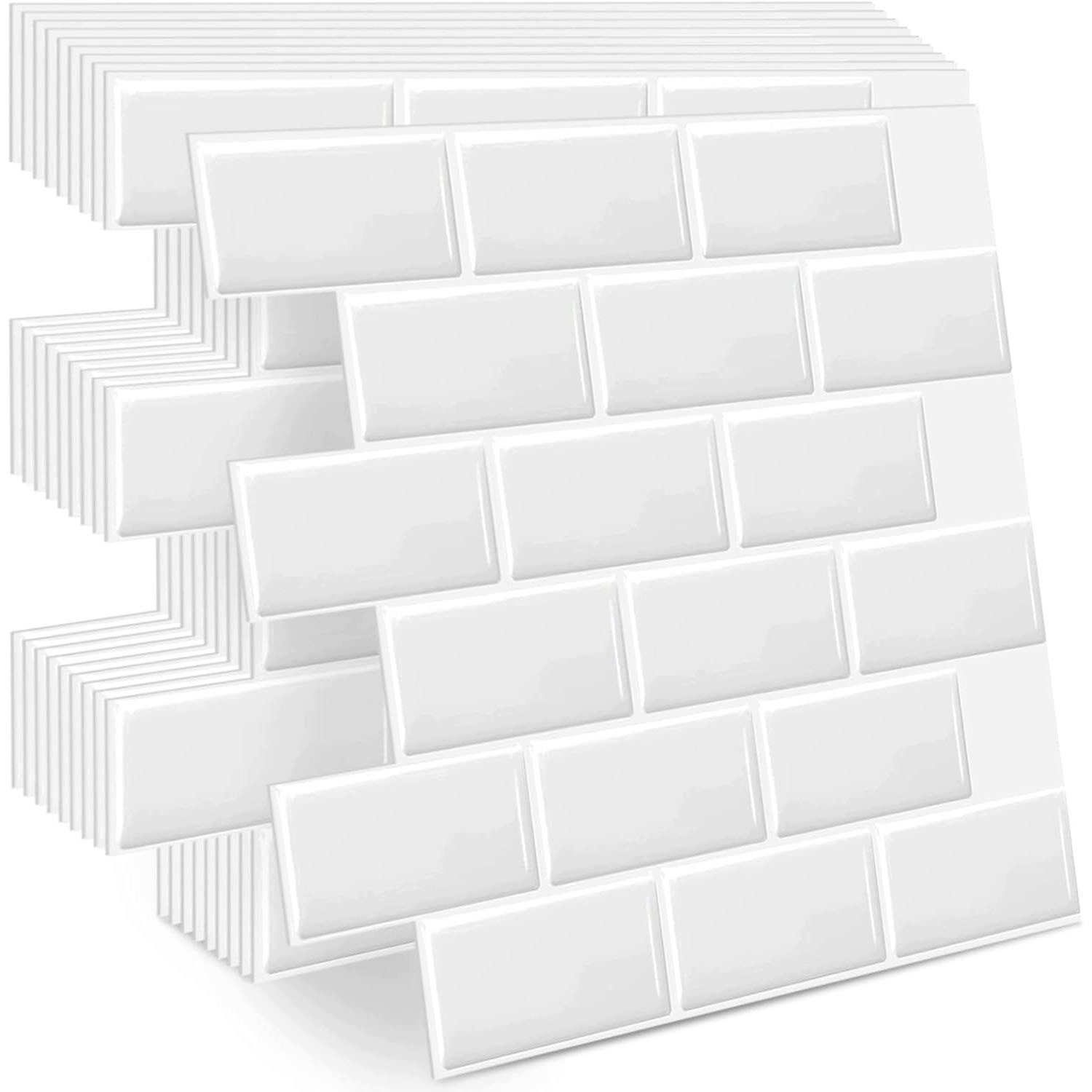 10SZT. Naklejka Na Ścianę 3D Płytki Samoprzylepne 30x30cm Biały Wodoodporne
