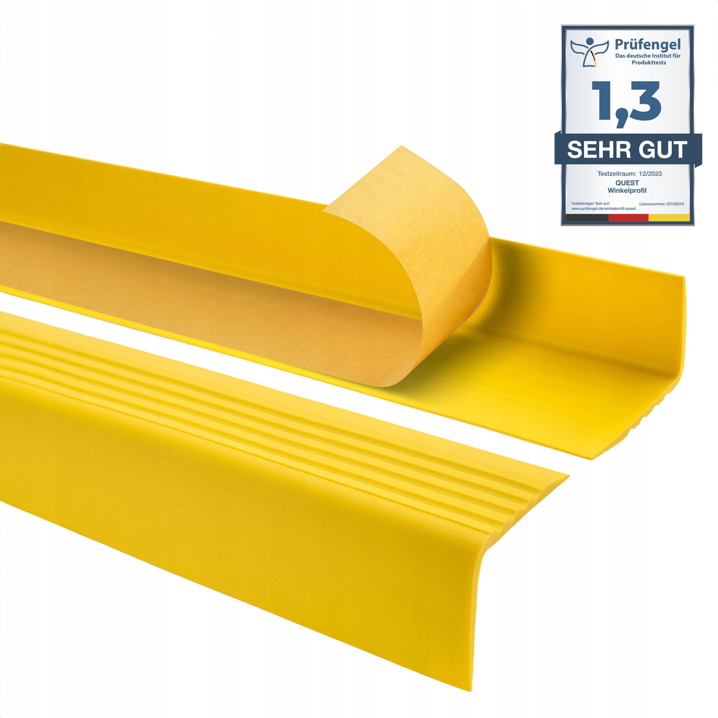 Schodiskový profil Pvc samolepiaci Výstražný Bhp, 1,3 m, žltý, 50x50 mm, Rgp