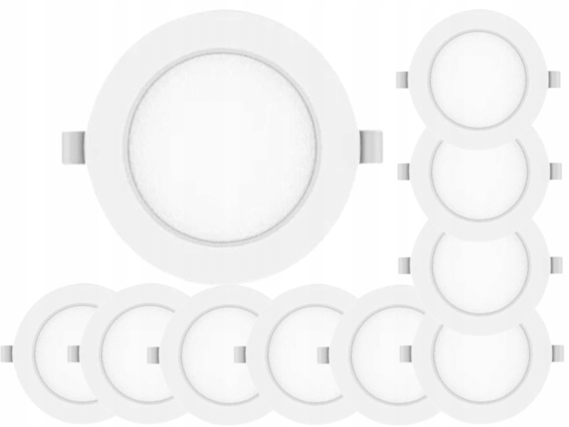 10x Lampa Objímka Zapuštěný panel Slim Led 6W 230V Barva Studená 6500K