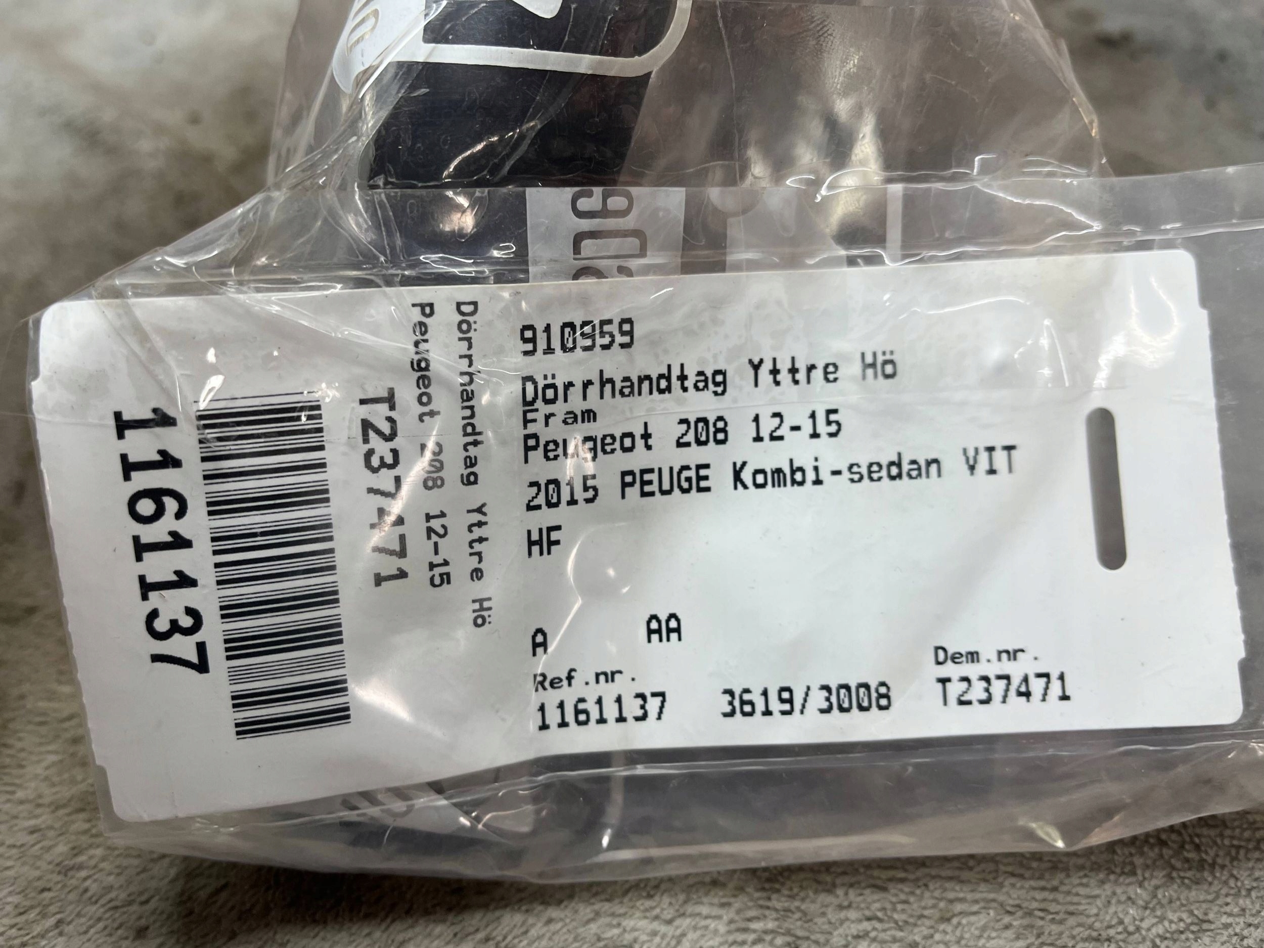 handle right rear part 9680168580 PEUGEOT 207 237471HF !J