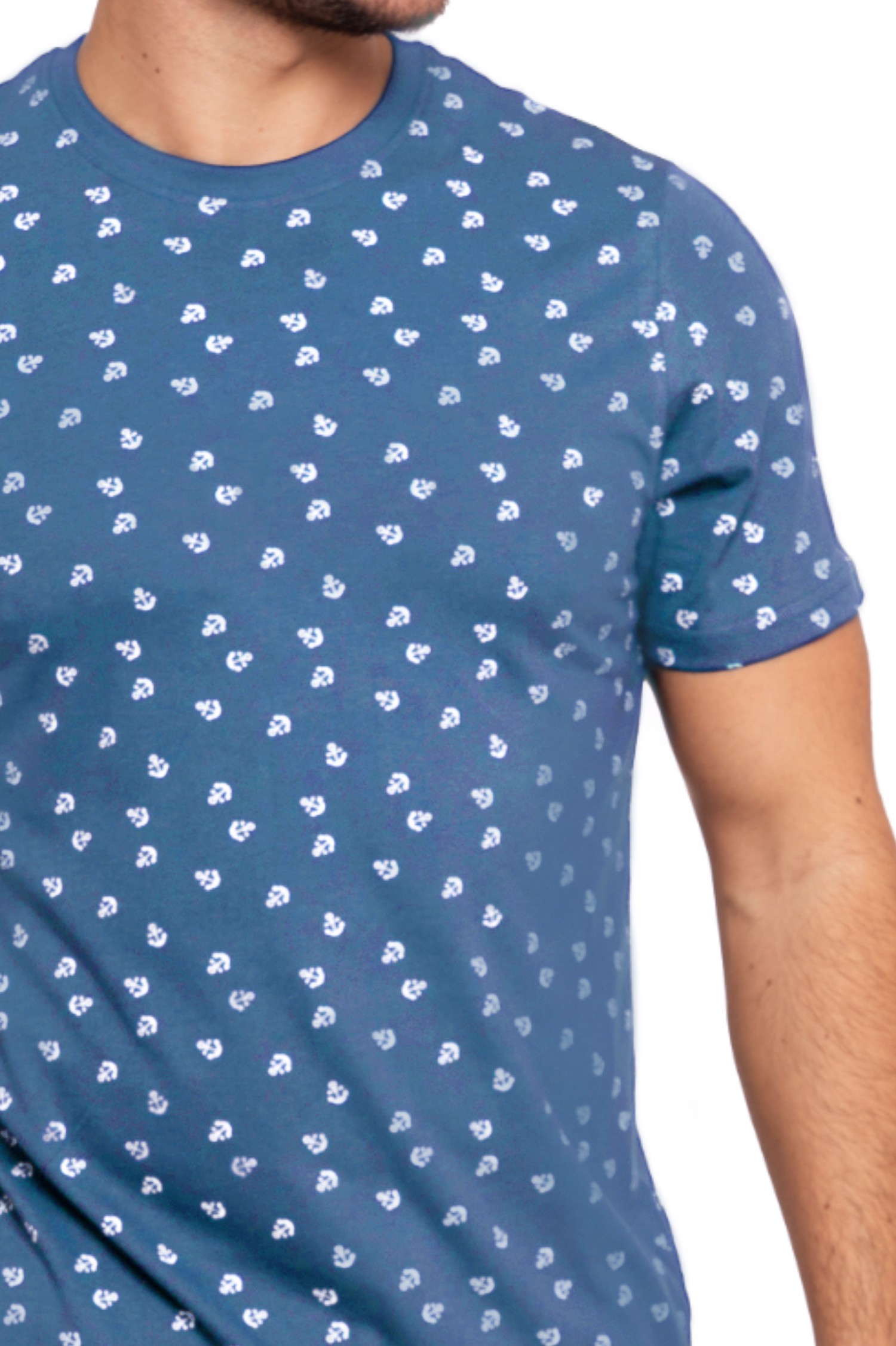 KOSZULKA MĘSKA T-SHIRT BAWEŁNIANY Z KRÓTKIM REKAWEM MORSKI WZÓR MORAJ R.XXL Marka Moraj