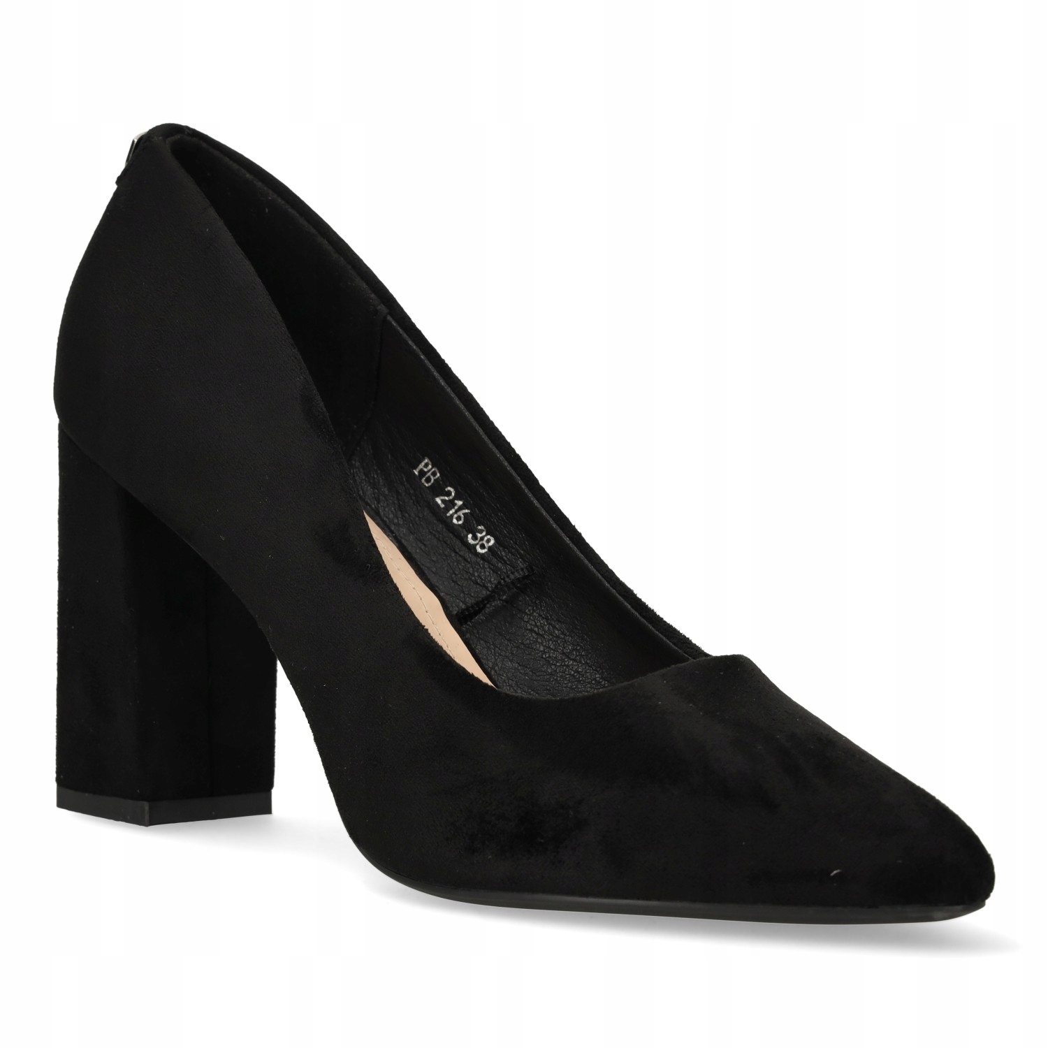 CZÓŁENKA Czarne Damskie WYGODNE Obcas Słupek SKÓRZANA WKŁADKA Modne