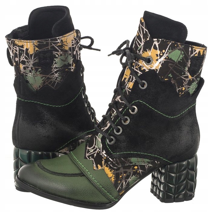Boty Kotníkové Boty Kožené Dámské Maciejka Černé/Zelené 06160-01/00-7