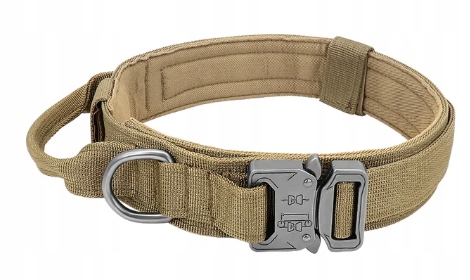 Levně Silný taktický látkový obojek s rukojetí M L XL Khaki