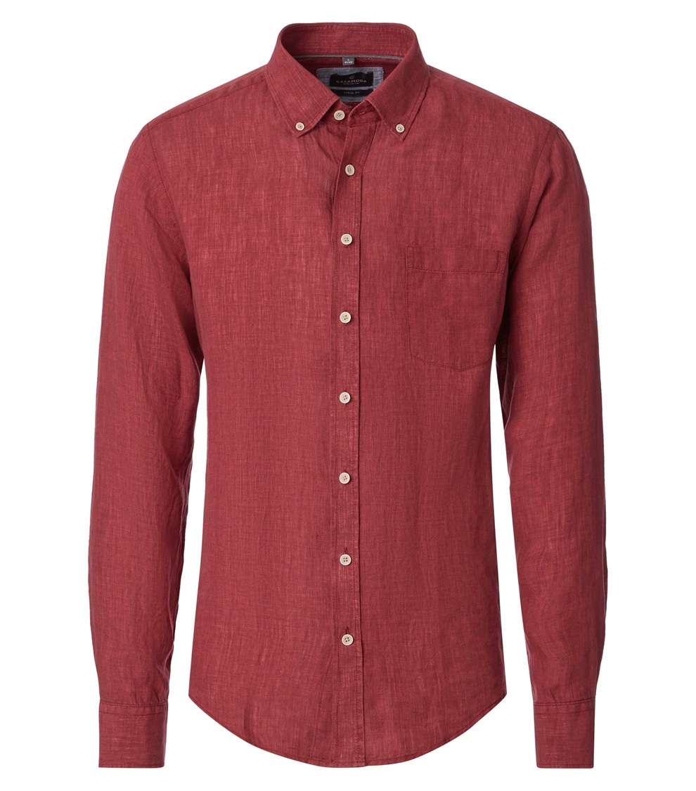 Velká pánská košile 100% Len Bordó Casamoda Velikost 3XL