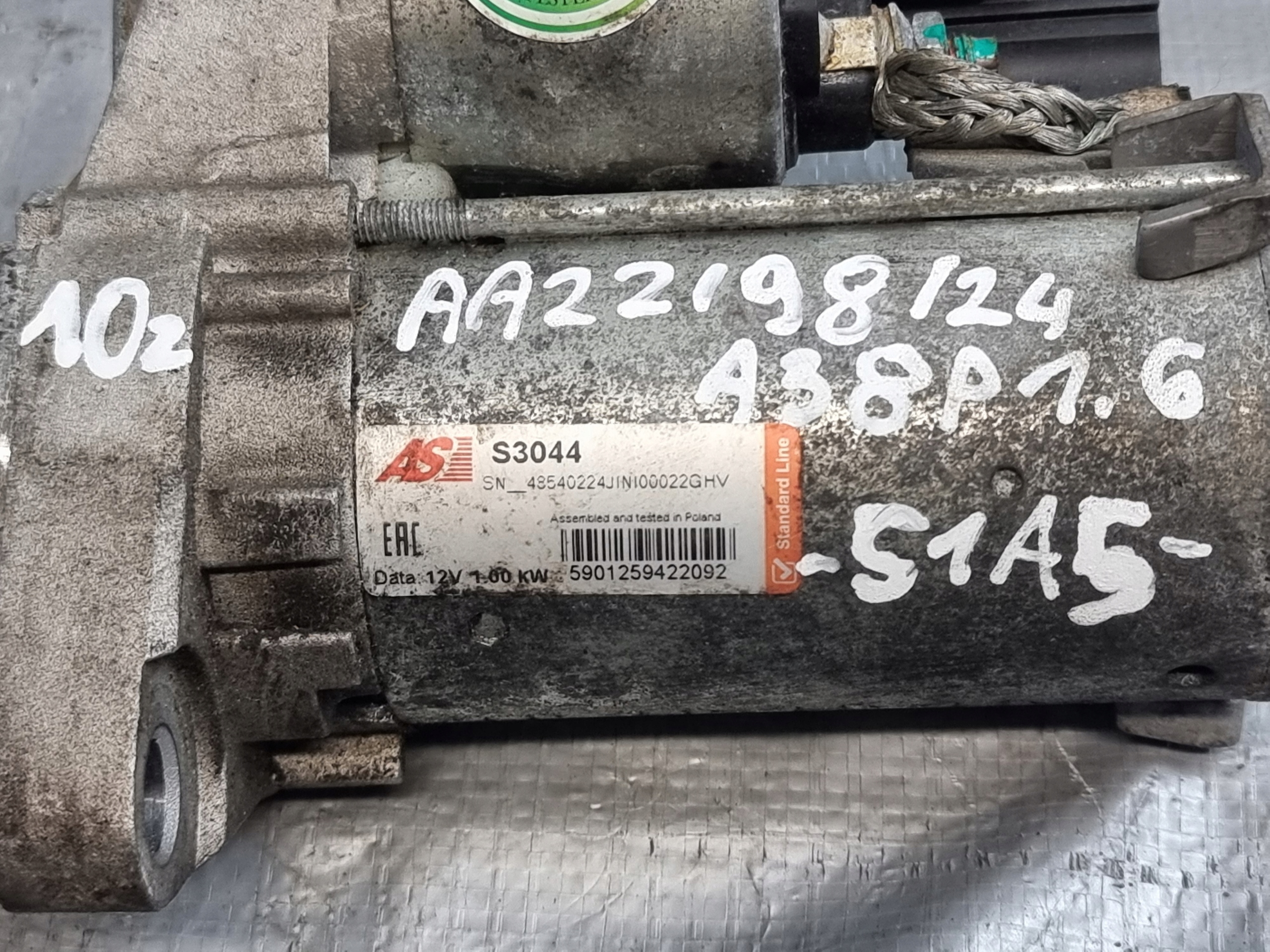 starter 10z AS-PL S3044 AUDI A3 8P 1.6 FSI 05r