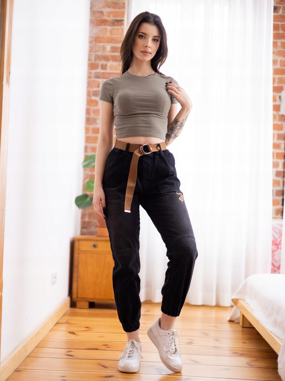 

Damskie Spodnie Jeansowe Jogger Sprane Czarne S