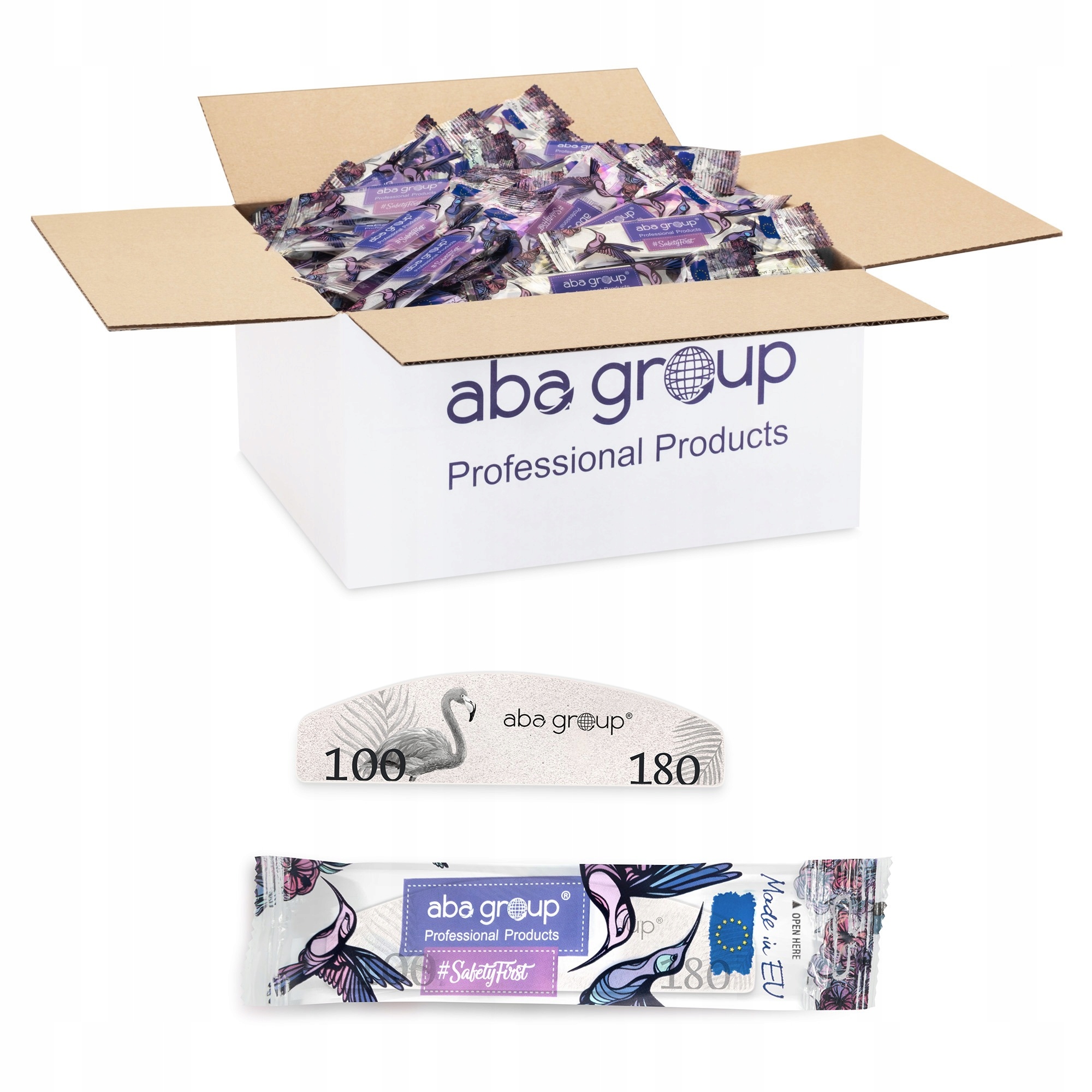 Aba Group Ve fólii Pilník na nehty Mini Půlměsíc 100/180 Slim 500 ks