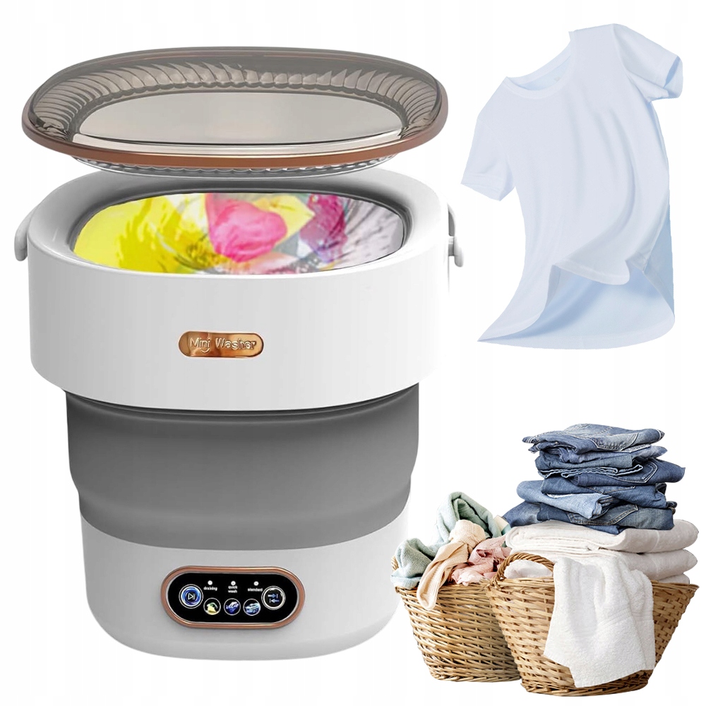 Uv Mini Pralka 12L Turystyczna Mała Pralka Składana 24W