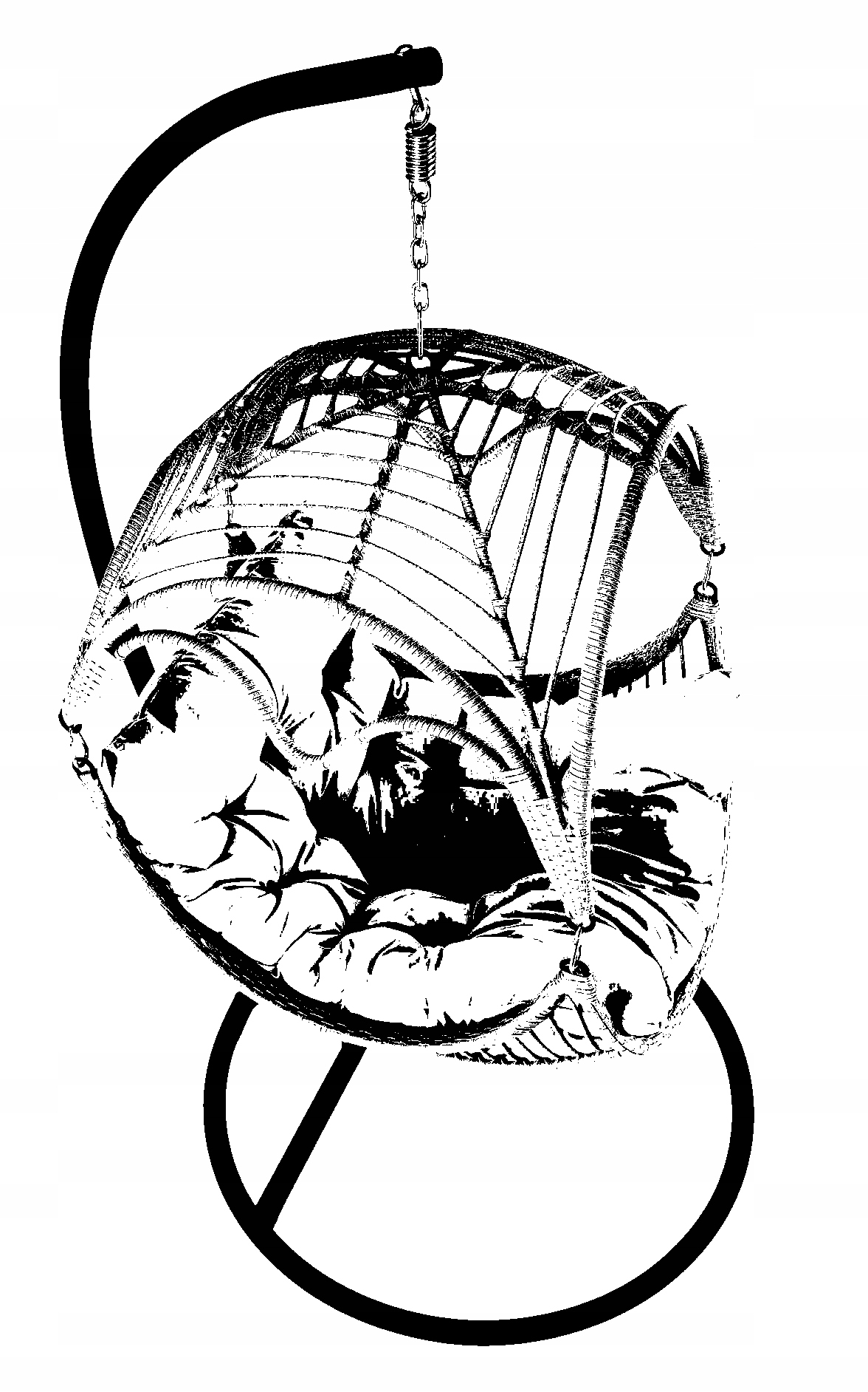 Fotel WISZĄCY KOKON technorattan z poduchą RASMUS jasny popiel Halmar Typ fotel stacjonarne