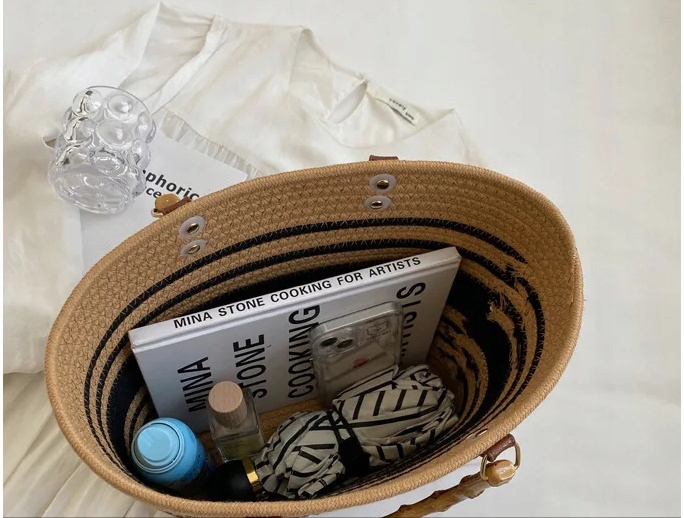 DUŻA TOREBKA NA LATO PLECIONA KOSZYK NA PLAŻĘ A4 PLAŻOWA MIEJSKA SHOPERKA Materiał dominujący inny