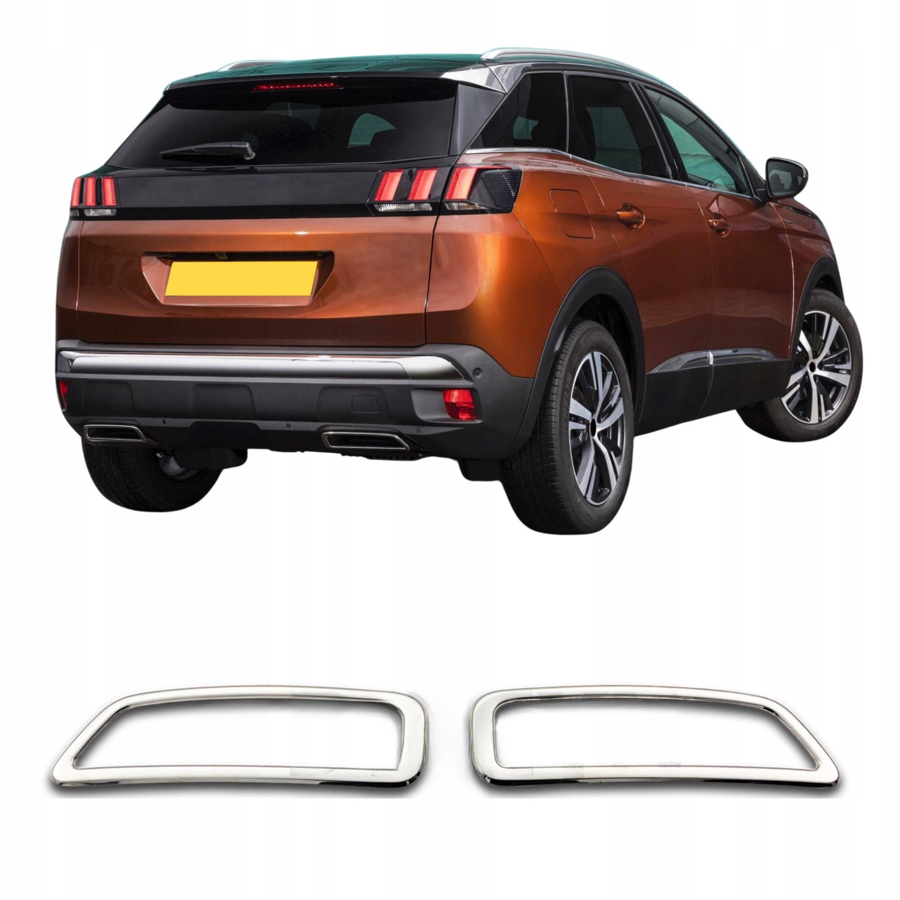 Chrómované výfukové atrapy pre Peugeot 3008 Suv od 2016 do 2023