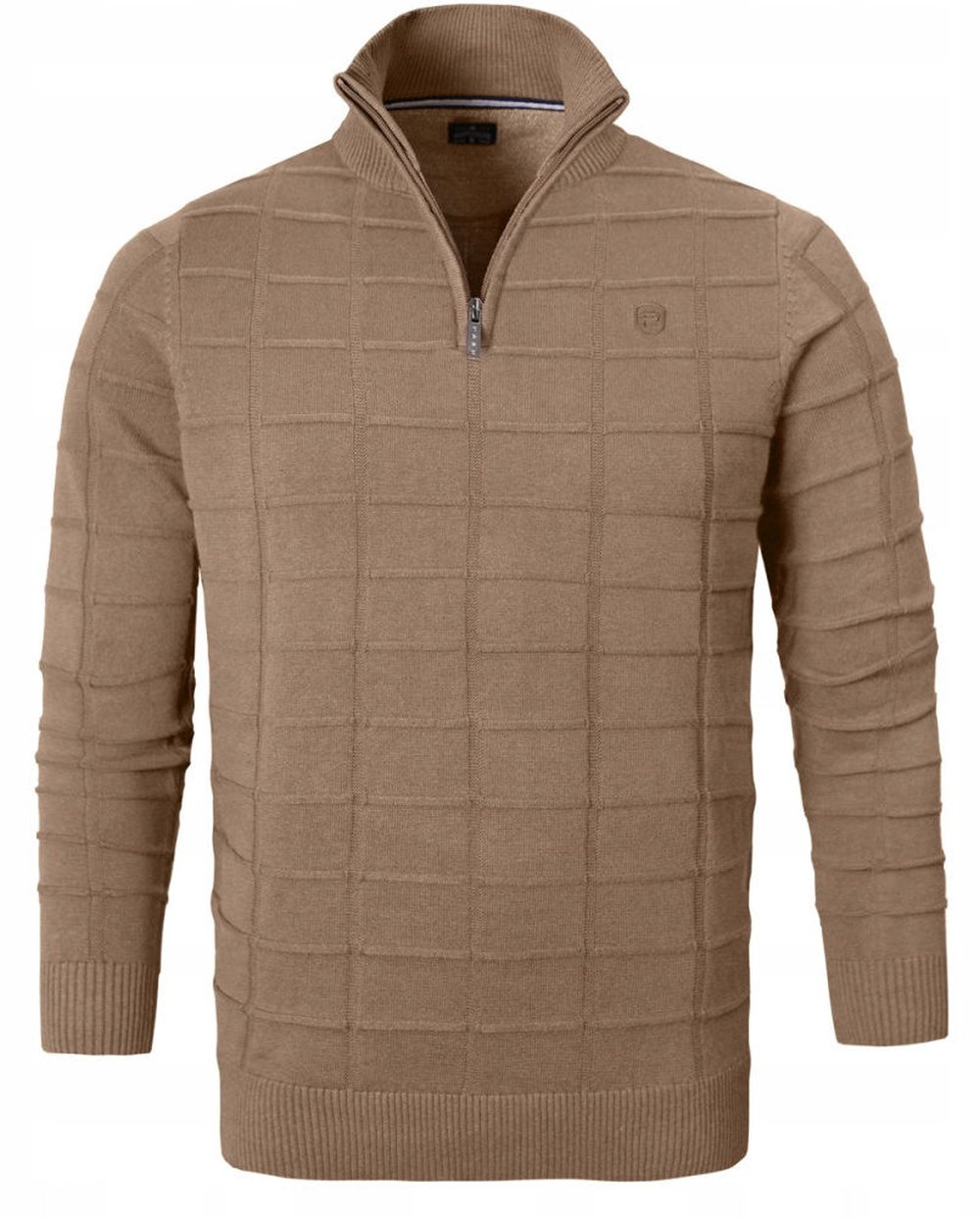 Pánský svetr (zámek) Pako Jeans vysoký výstřih, Káva s mlékem XL