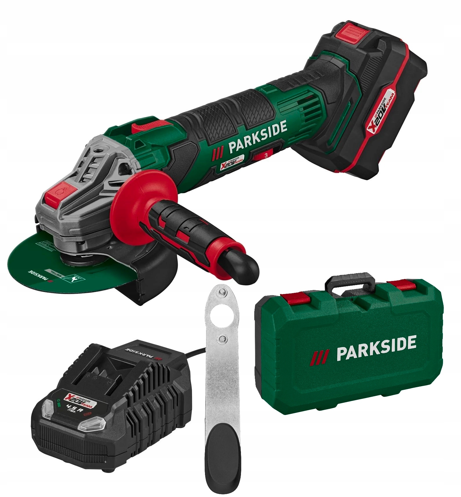 Parkside Szlifierka Pwsa 20-Li Katowa Akumulatorowa Bateria 4 Ah Ladowarka