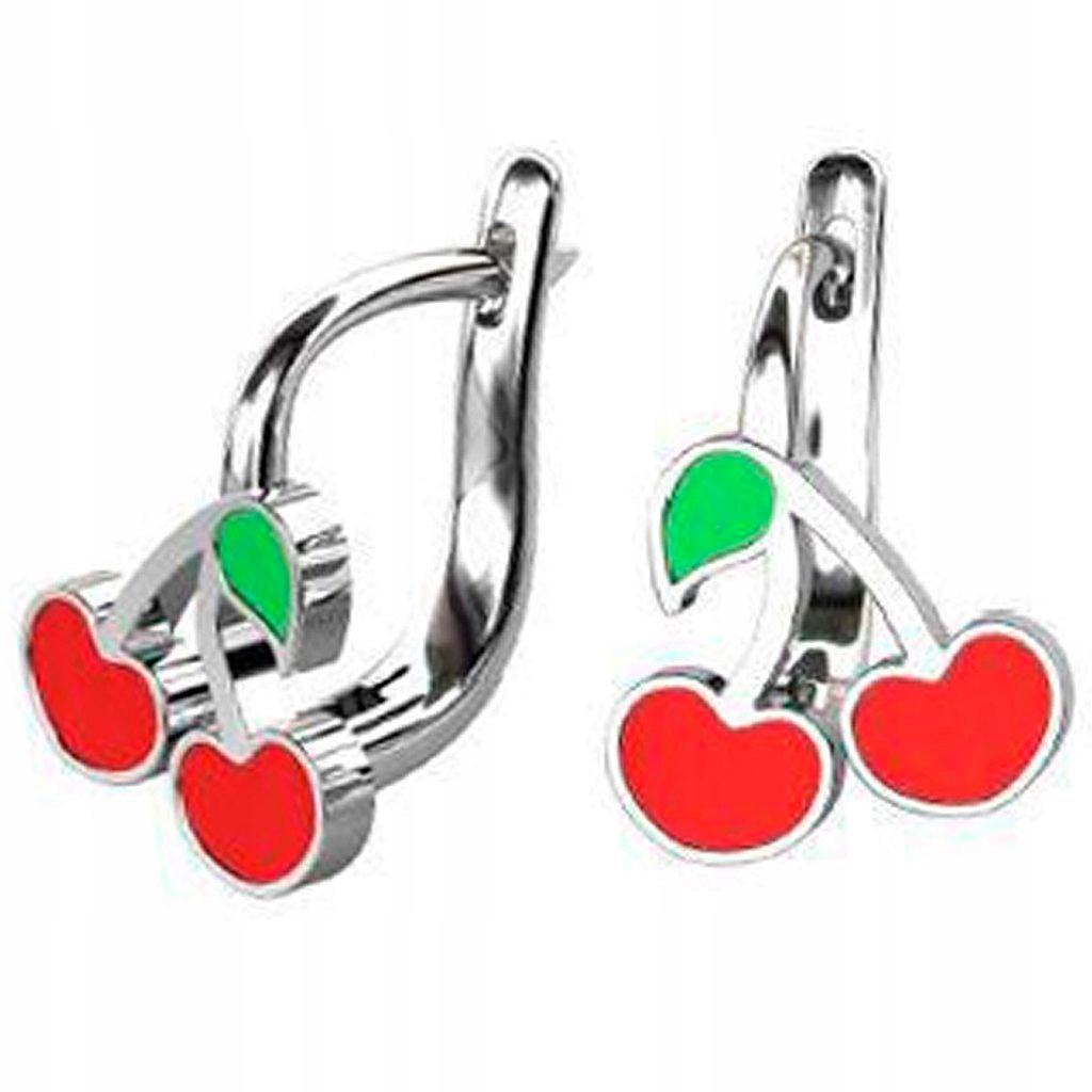 

Srebrne kolczyki 925 angielskie zapięcie wisienki