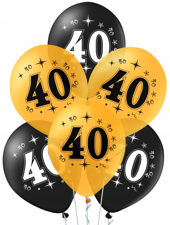 

Balony złote czarne 40 urodziny 12cali 10szt