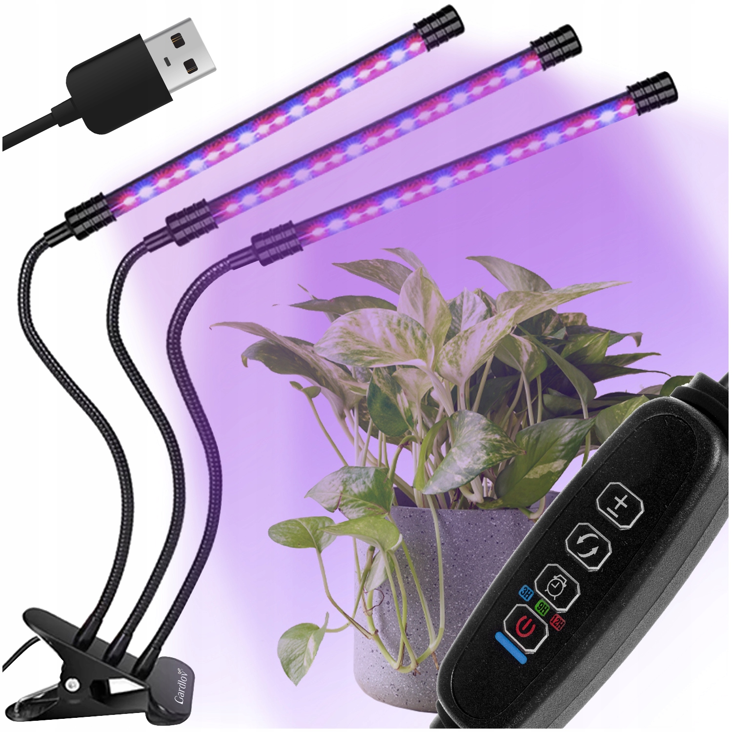 Lampa do Roślin LED Uprawy Wzrostu Doświetlania Timer Panel x 3 + Pilot