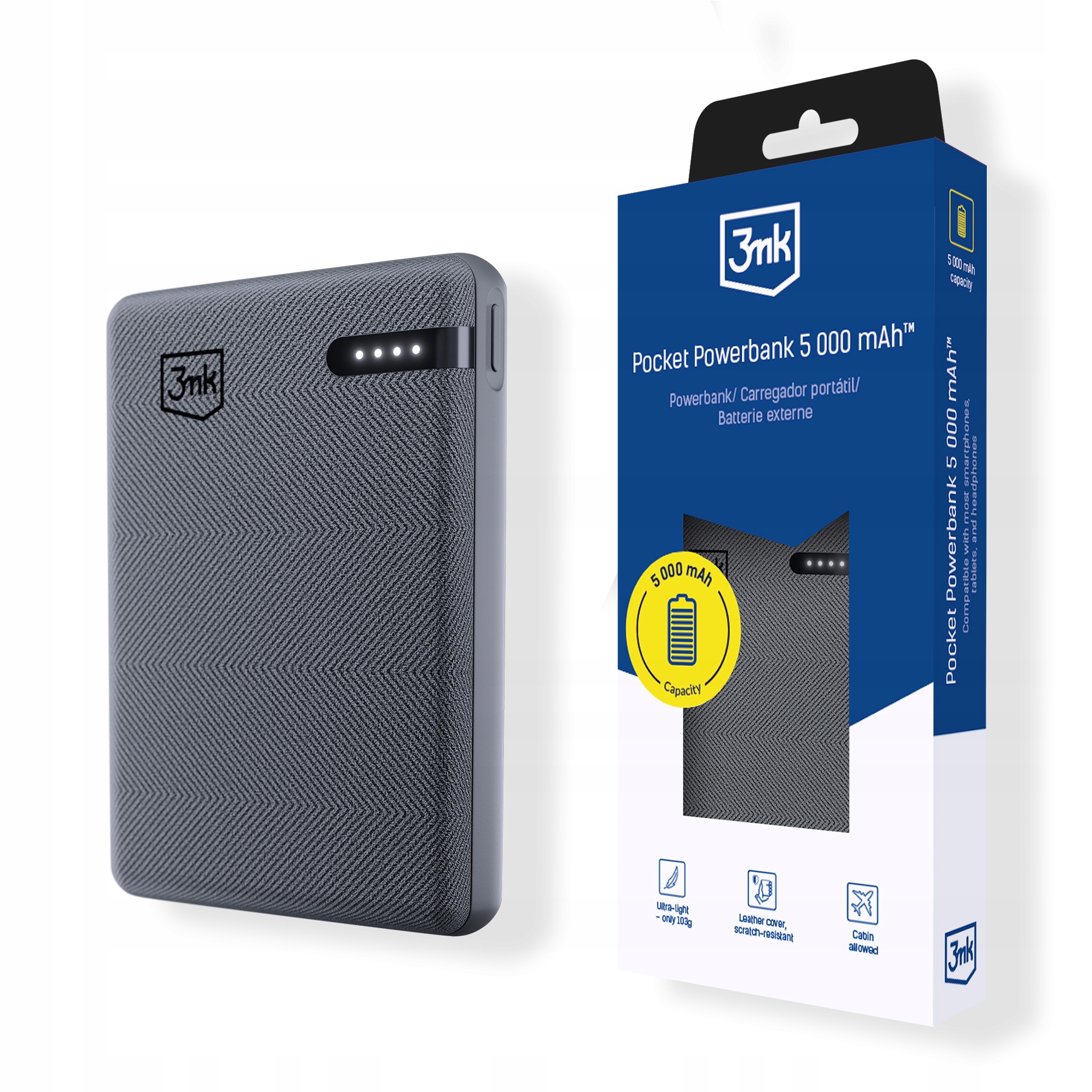 Příslušenství 3mk Pocket Powerbank 5 000 mAh 12W Usb 1C Šedá