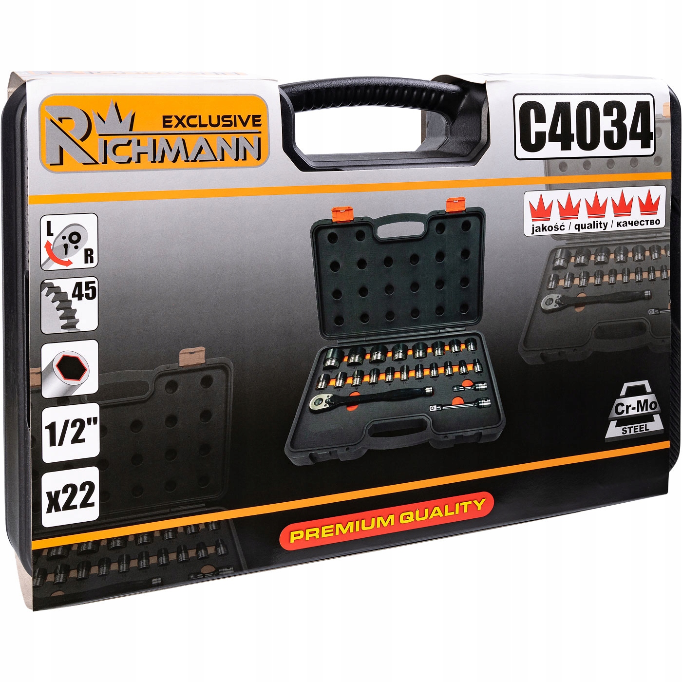 C4034 ZESTAW NASADEK UDAR. SPECJALNYCH 1/2" 22 ELEM RICHMANN Kod producenta C4034