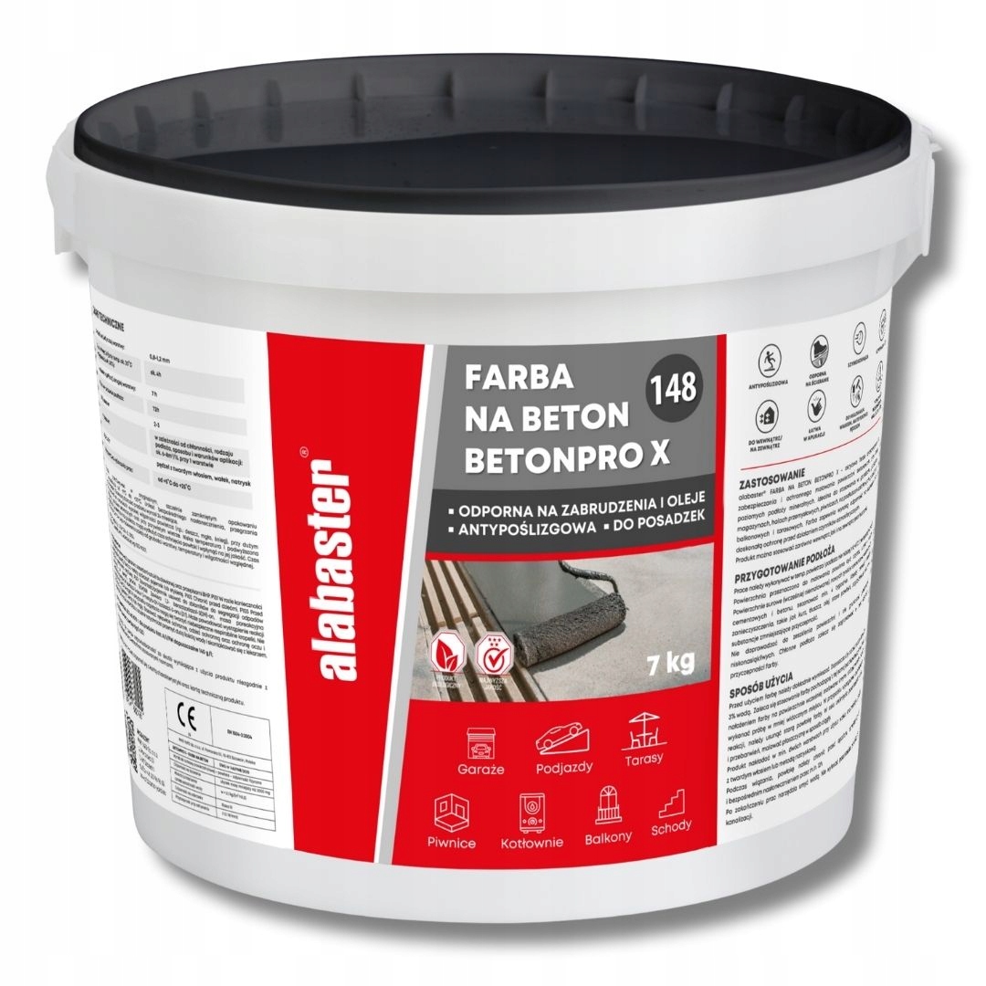 Barva na betonu Alabaster Betonpro X 7 kg, do garáže, sklepa Tmavě Šedá