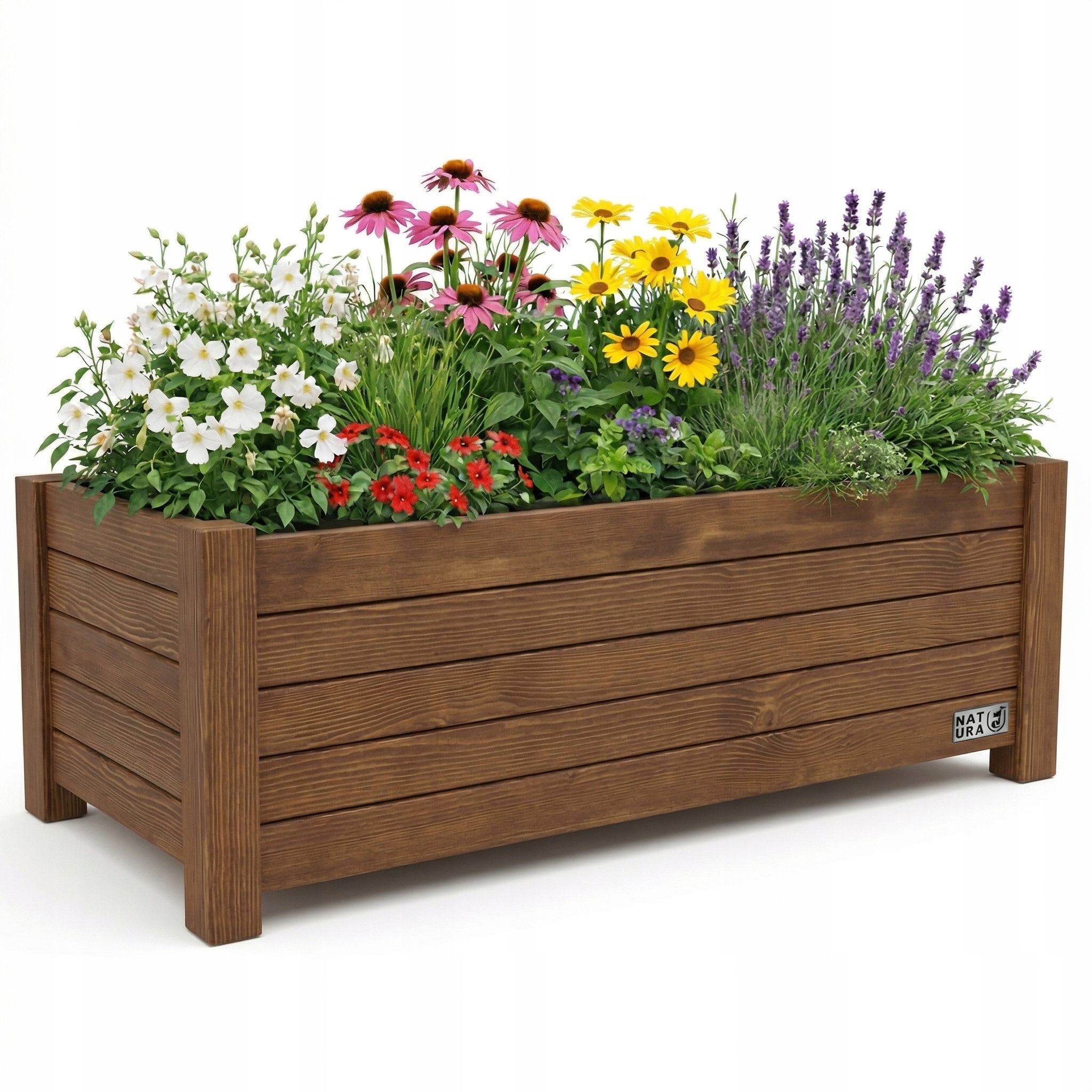 Donica drewniana ogrodowa Duża Skrzynka na Kwiaty taras Warzywa Balkon Brąz