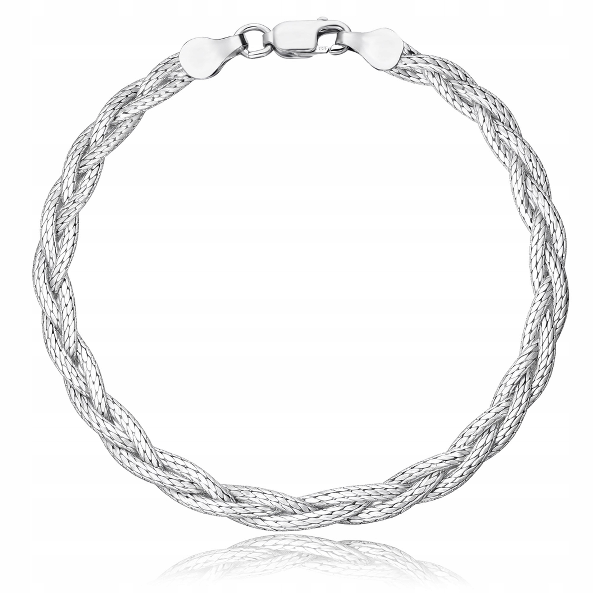 Stříbrný náramek 925 s copánkovou páskou elegantní pletenina 19,5 cm