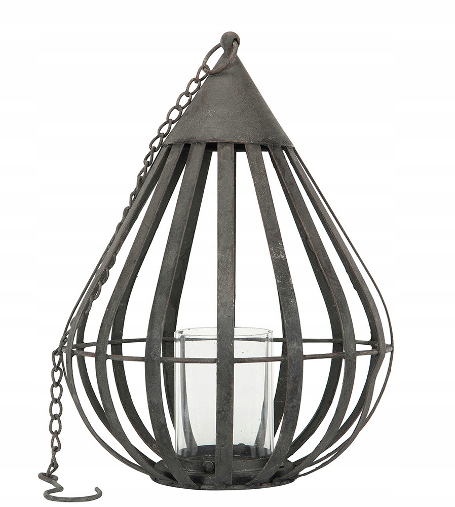 Lampion Závěsný Zahradní Lampa retro kovový 33 cm Na Čajovou Svíčku