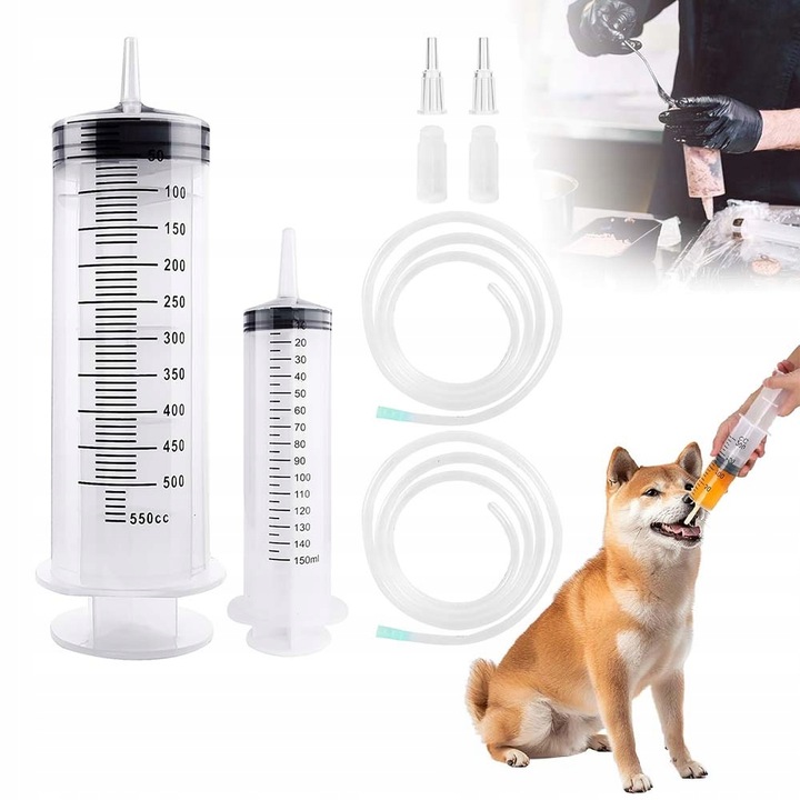 Levně 2 stříkačky s velkou kapacitou s trubičkou, 550 ml 150 Ml, opakované použití