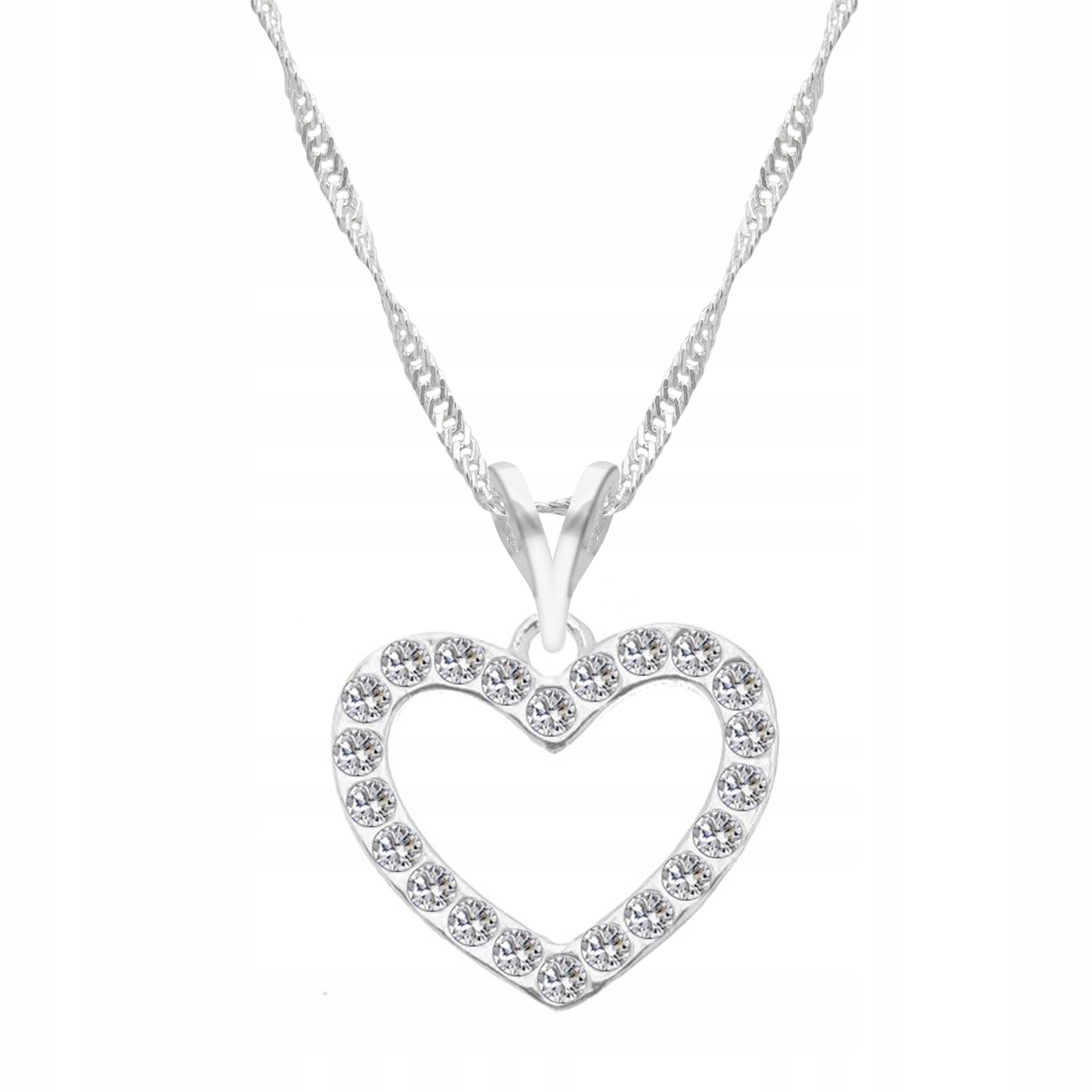 Stříbrný řetízek náhrdelník ryzost 925 Srdce Zirkony