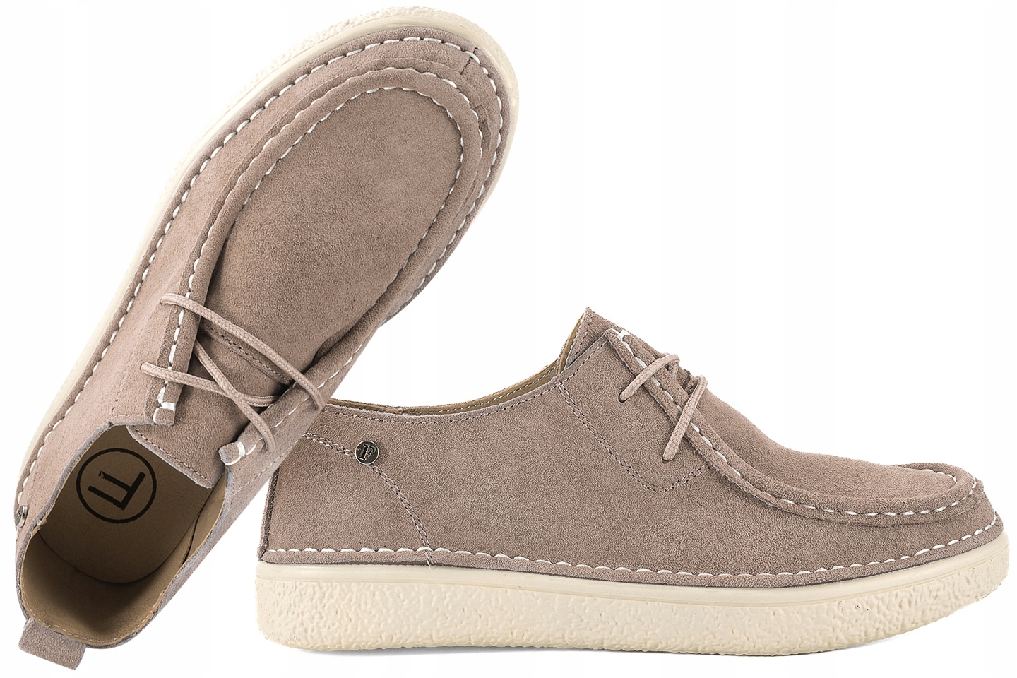 Filippo DP7604 Kožené Polobotky Mokasíny Šněrovací Semišové Béžová 41