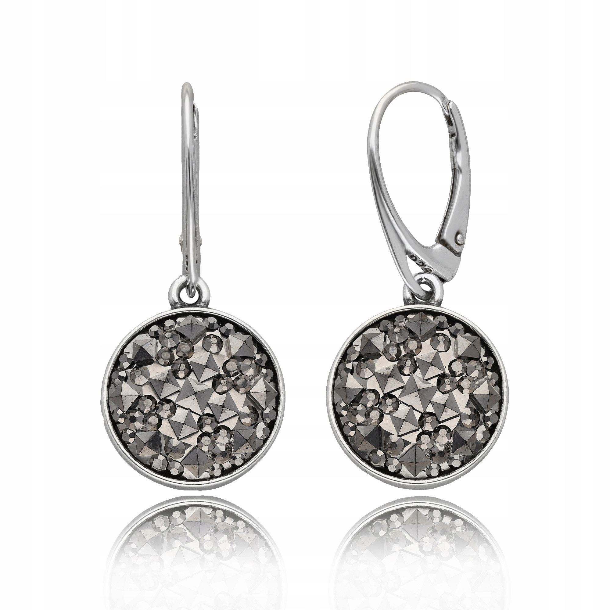 Stříbrné Náušnice Anglické Oxidované S Černými Krystaly