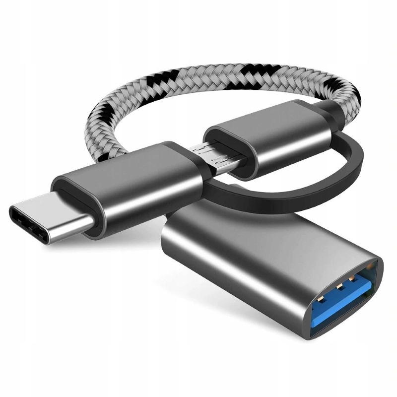 KABEL ADAPTER 2w1 OTG USB do USB-C + MICRO PRZEJŚCIÓWKA