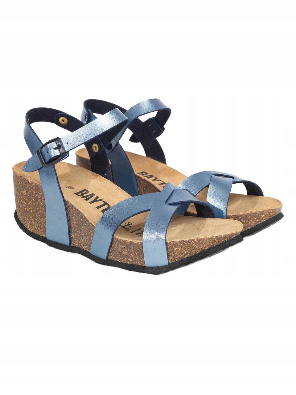 Bayton – Modré Klasické Sandály Na Klínku S Pásky 42 3EA