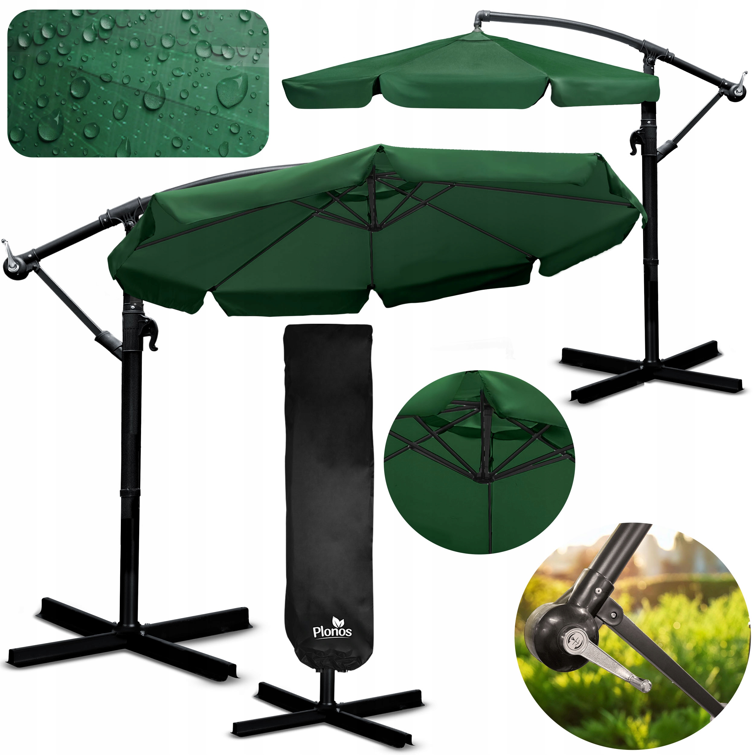 Parasol ogrodowy duży składany z wysięgnikiem pokrowiec 8 segmentów Ø 350cm