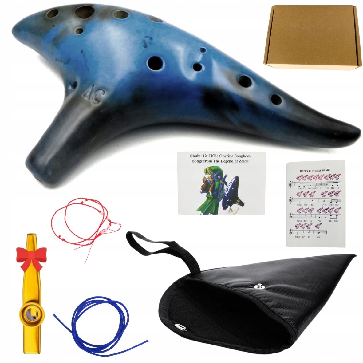 

Okaryna Ceramiczna niebieska etui chwyty nuty Pro