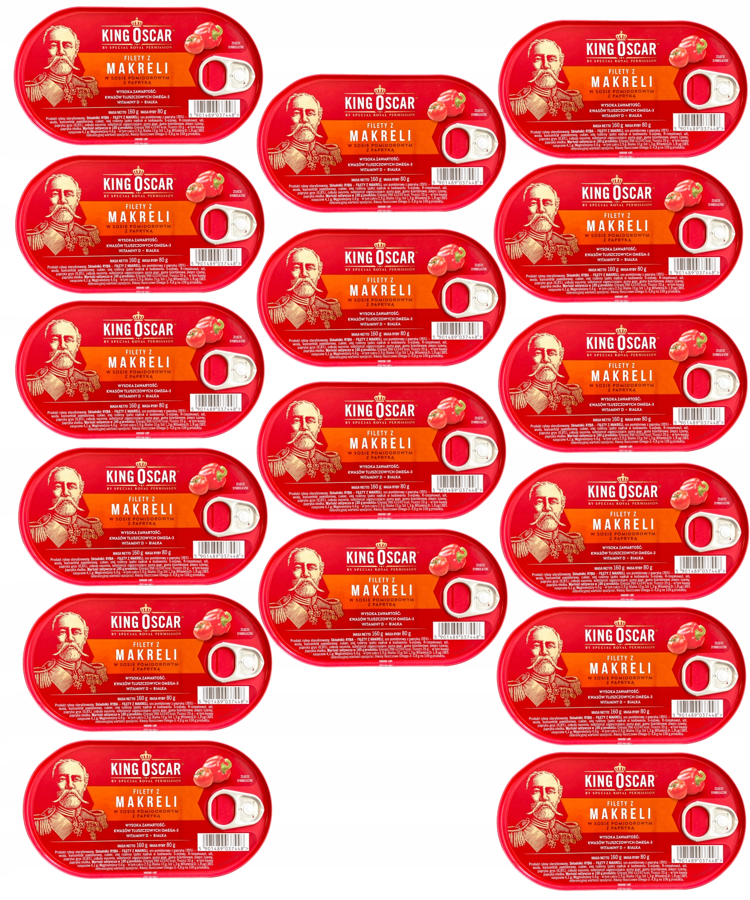 Levně King Oscar Filety z makrely s paprikou 160 g x 16 Ks.