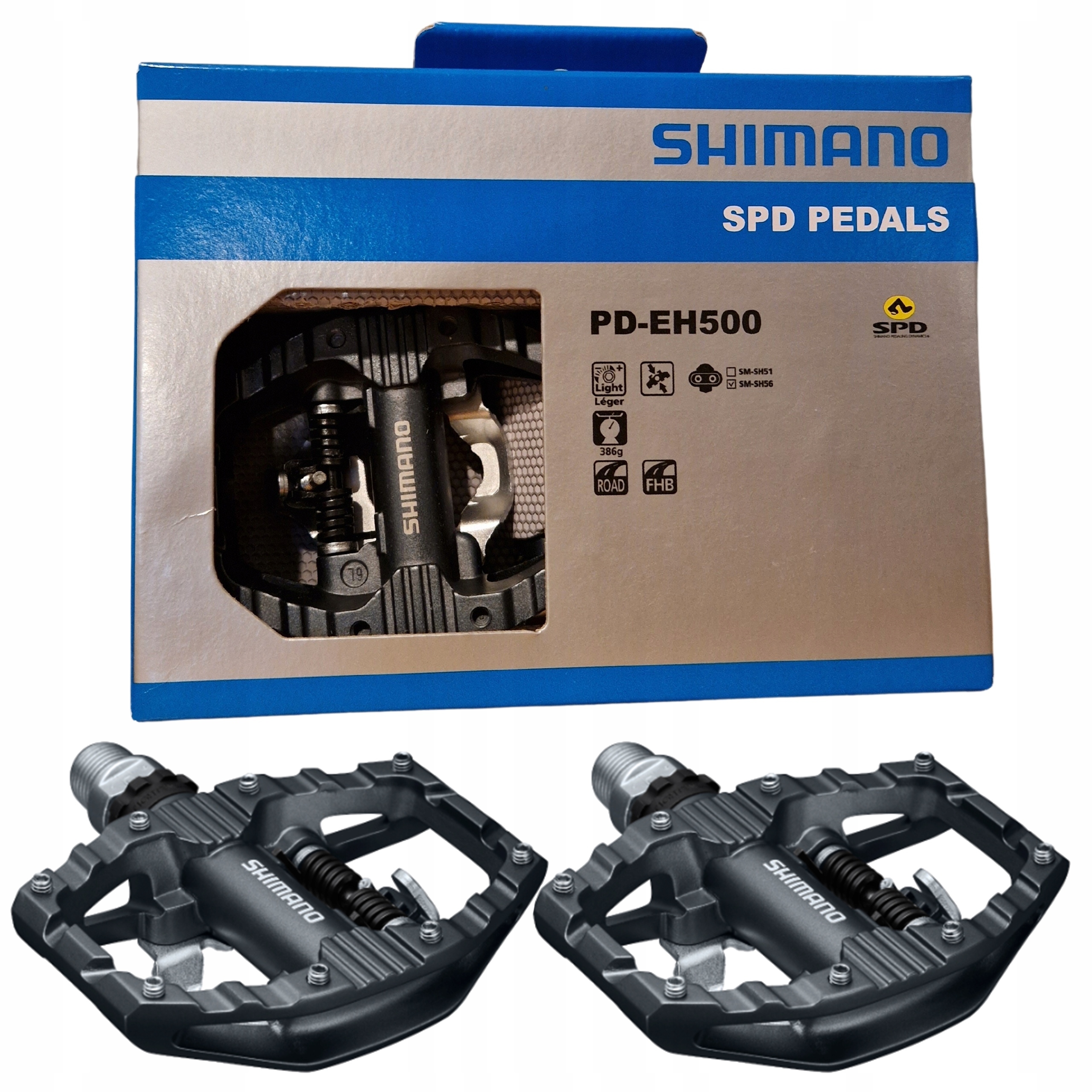 Pedały Shimano PD-EH500 Zatrzaskowe Spd platformowe Z Blokami Oryginalne