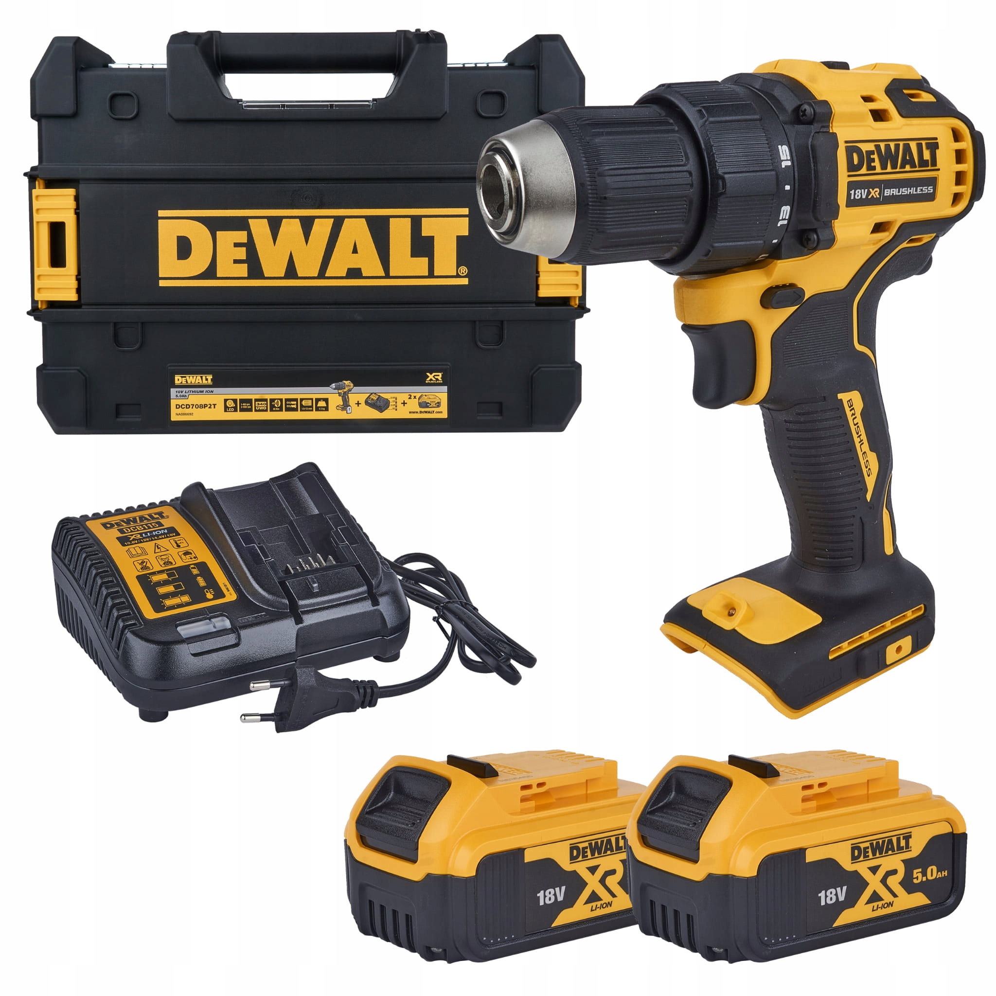 Dewalt DCD708P2T Wiertarko-wkrętarka 2x5,0Ah 18V
