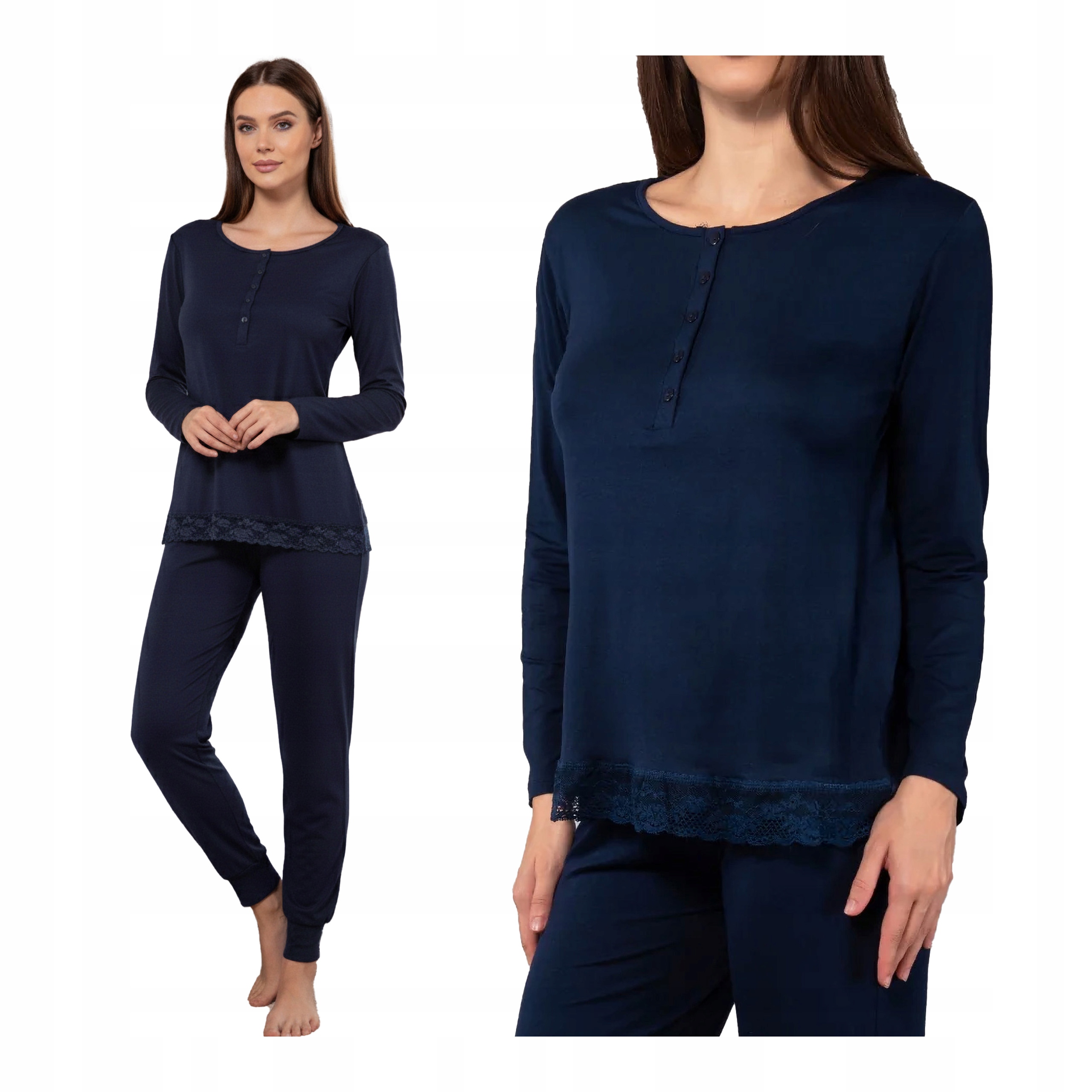 Dámské dvoudílné pyžamo s dlouhým rukávem, dlouhé kalhoty M, viskóza Sielei