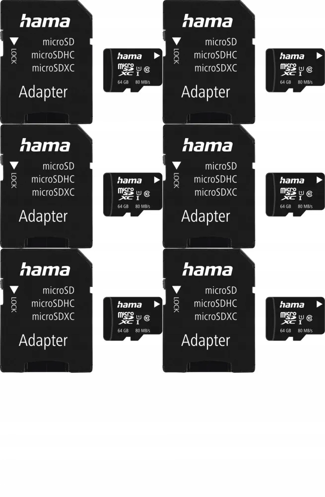 Karta pamięci Hama microSDXC 64GB + SD adapter 80MB/s Class C10 x6