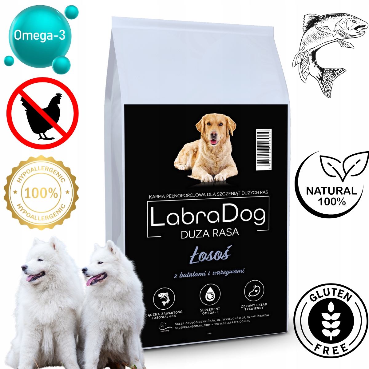 Levně LabraDog Superfood Puppy Hypo Losos se zeleninou pro bílá velká plemena 6 kg