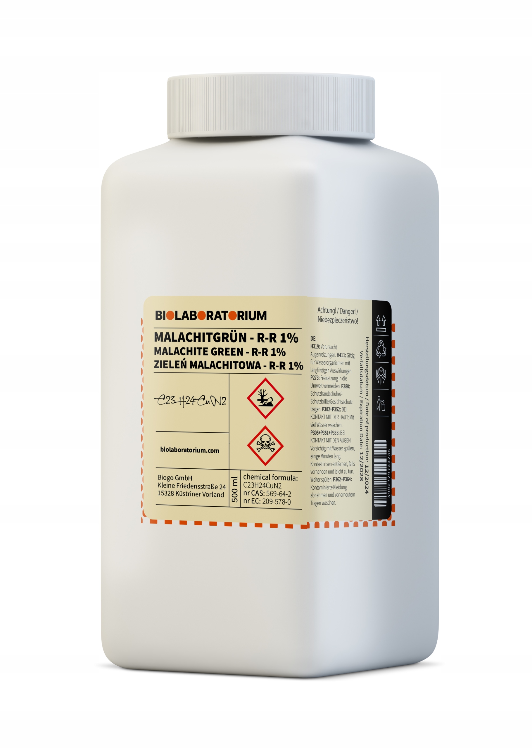 Zeleň malachitový roztok 1% – čistý 500 ml Biolaboratorium