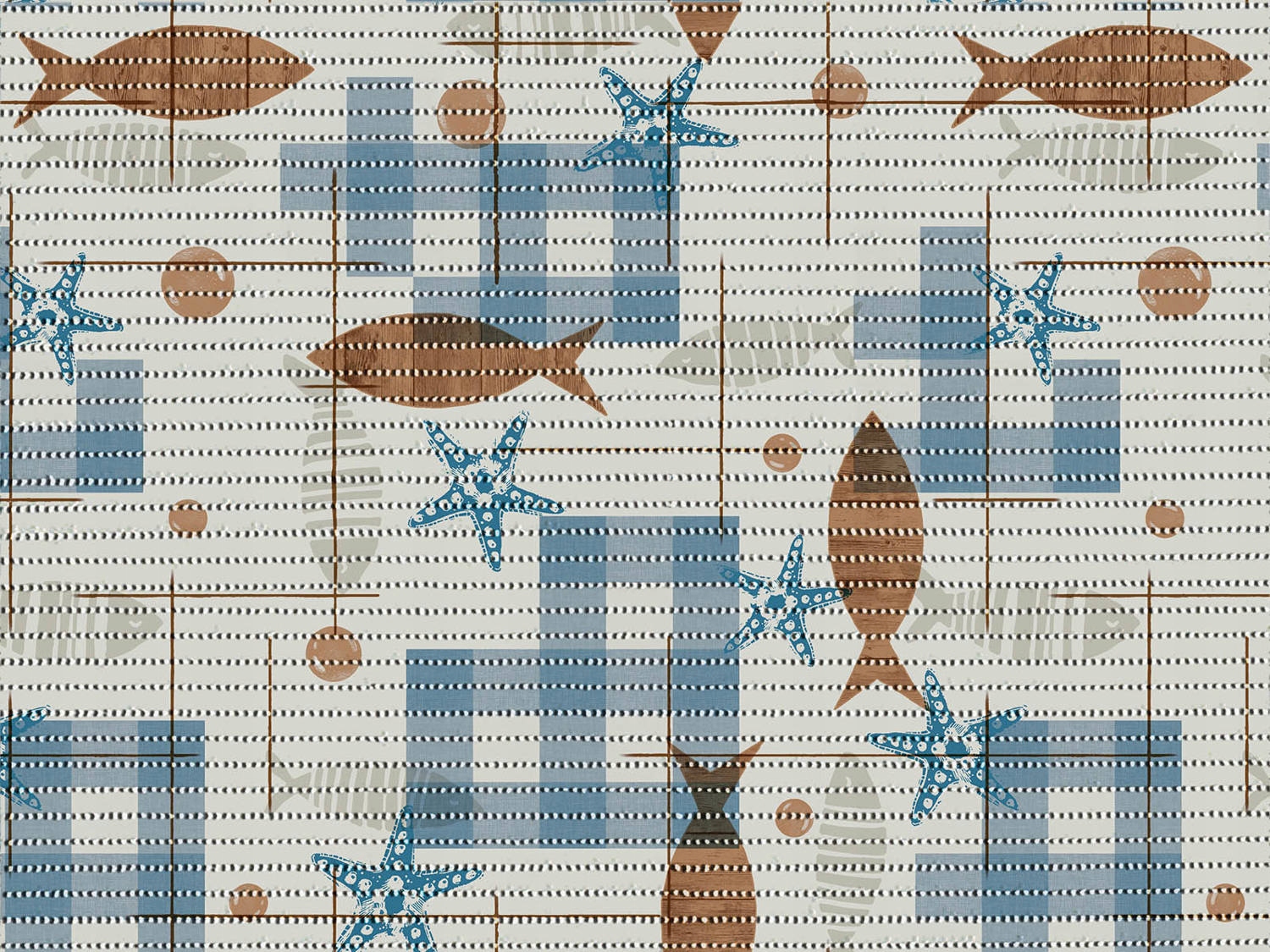 Mata Łazienkowa Dywanik Antypoślizgowy Morski Ryby aqua 120x65 cm