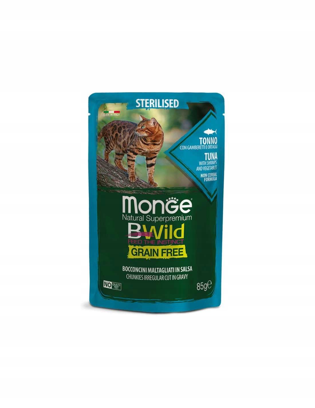 13X Monge BWild Grain Free tuňák s krevetami a zeleninou 85 g