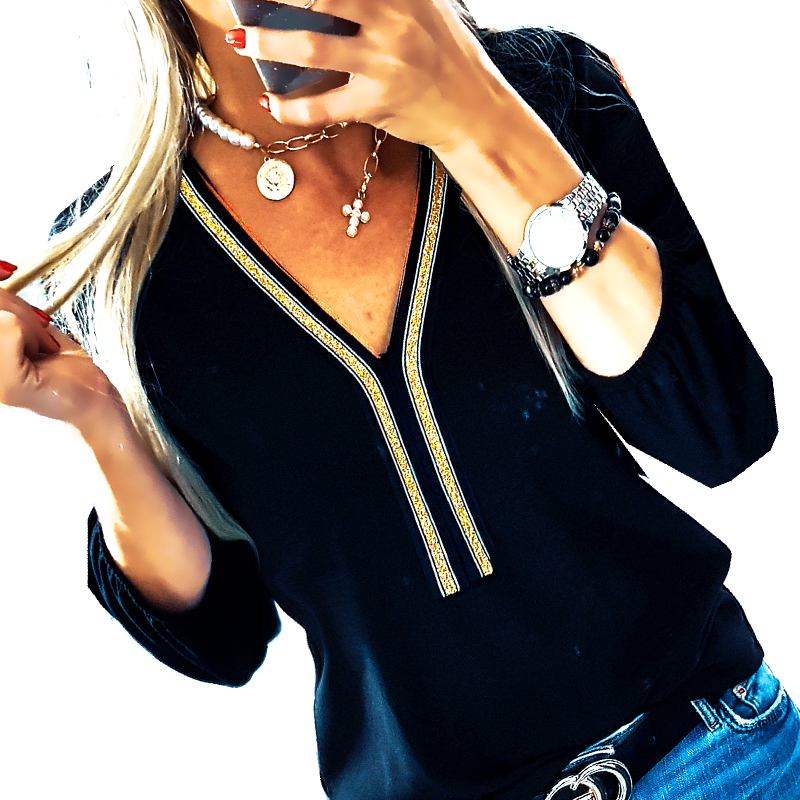 . BLUZKA ELEGANCKA NA CO DZIEŃ Z WSTAWKĄ DEKOLT V