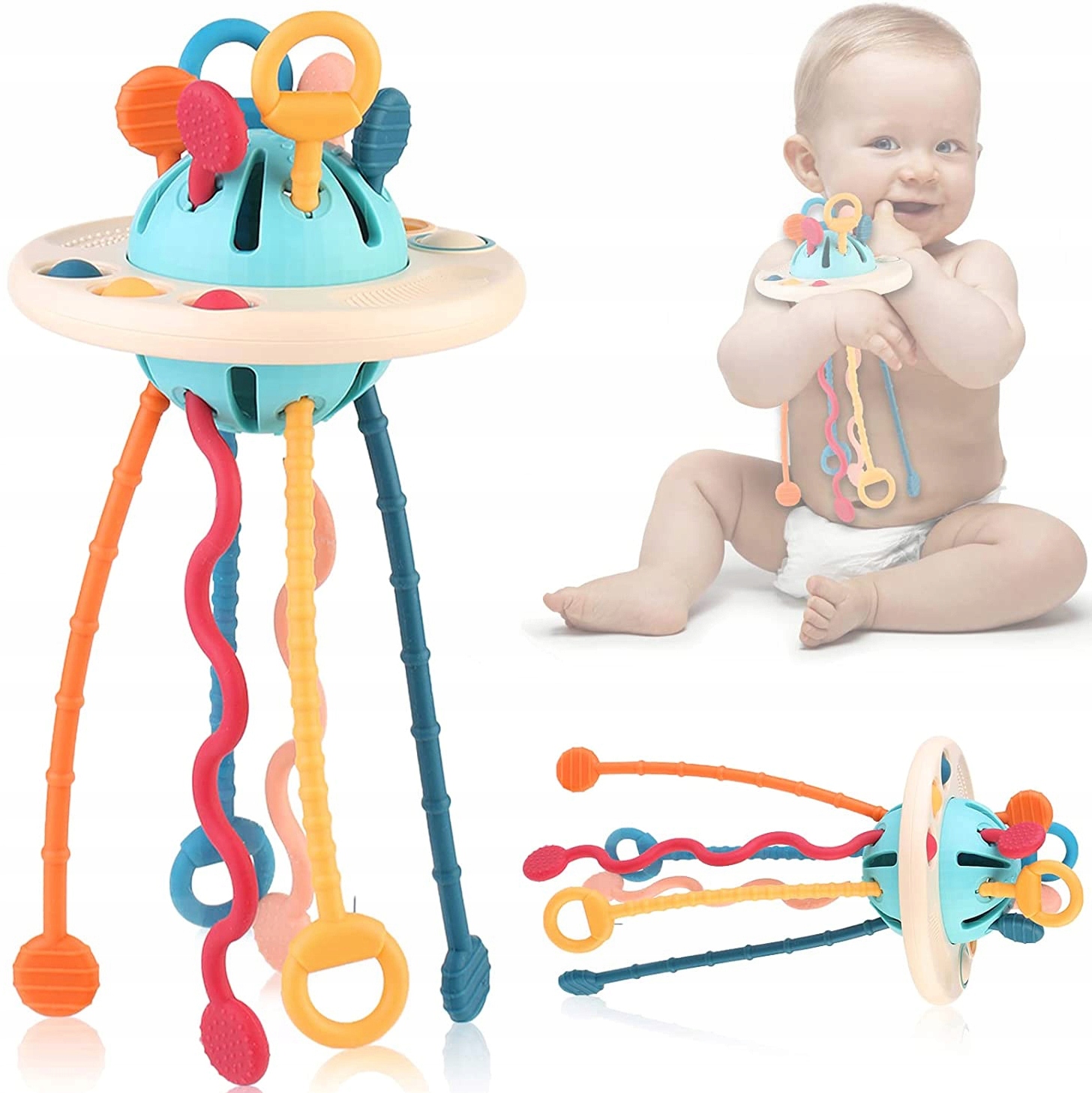 ZABAWKA SENSORYCZNA OŚMIORNICA MONTESSORI GRYZAK dla NIEMOWLĄT 4w1 BAM BAM