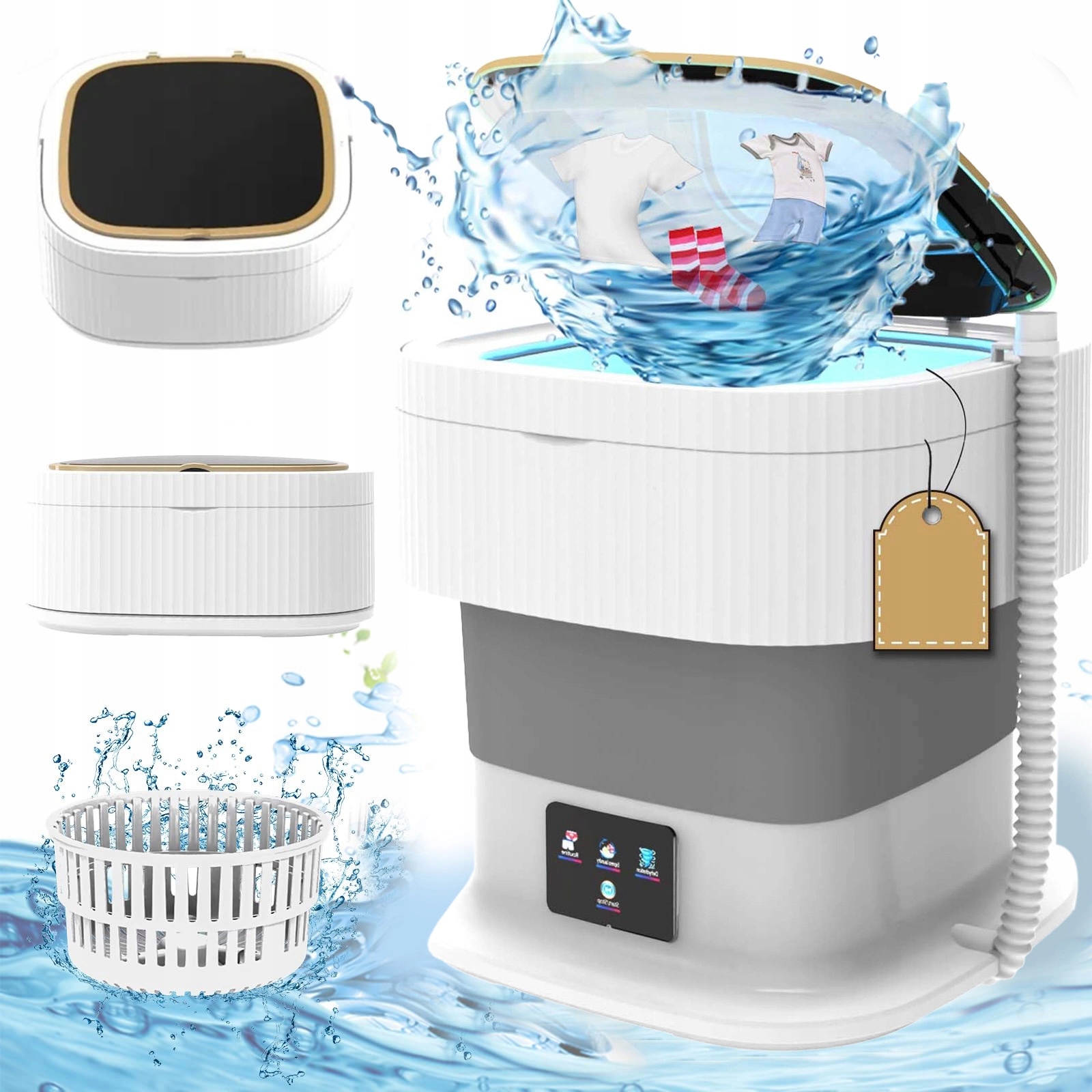 Pralka Mini Turystyczna Składana W Pełni Automatyczna Przenośna bialy