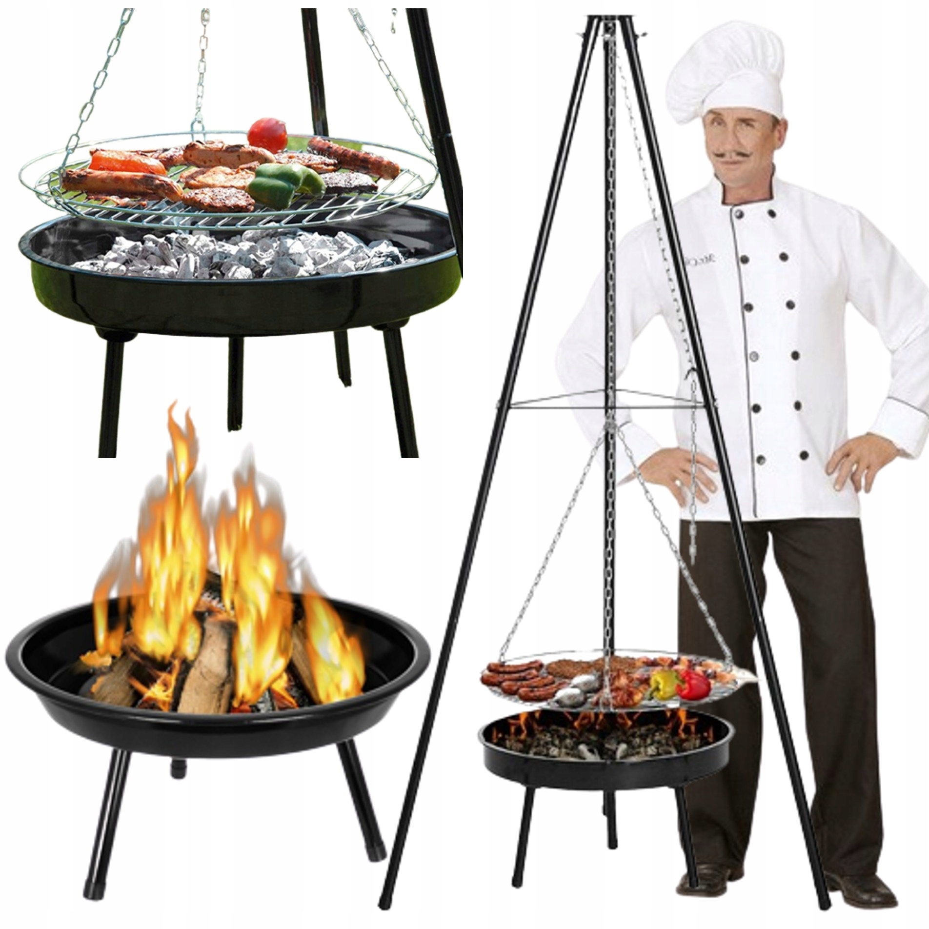 

Grill Wiszący Ogrodowy Regul Trójnóg Palenisko 3W1