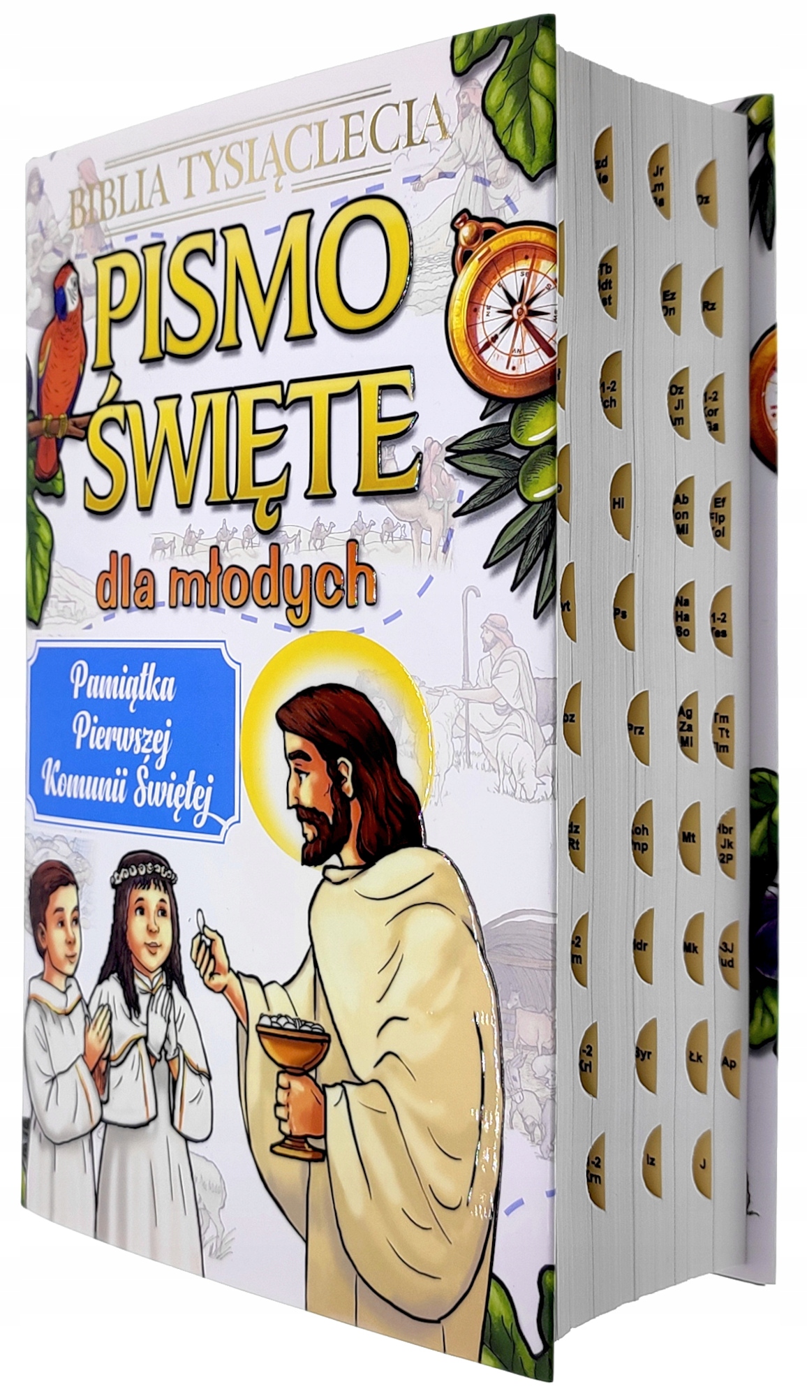 BIBLIA DLA MŁODYCH Z PAPUGĄ KOMUNIA Z PAGIANTORAMI