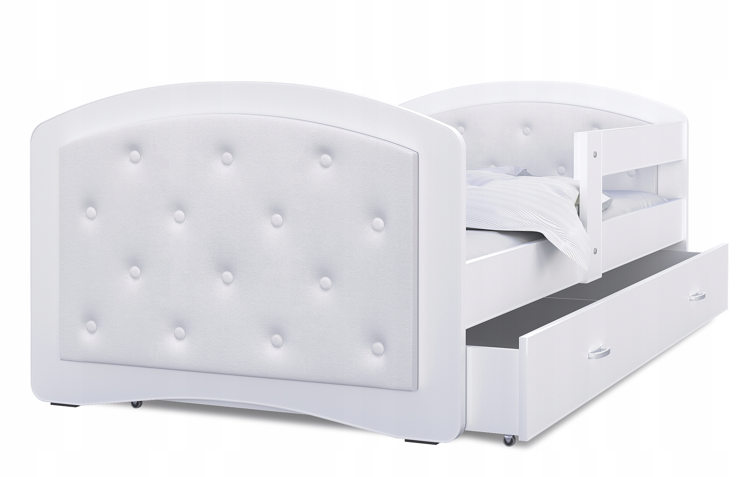 Łóżko tapicerowane 180x80 szuflada materac Megi